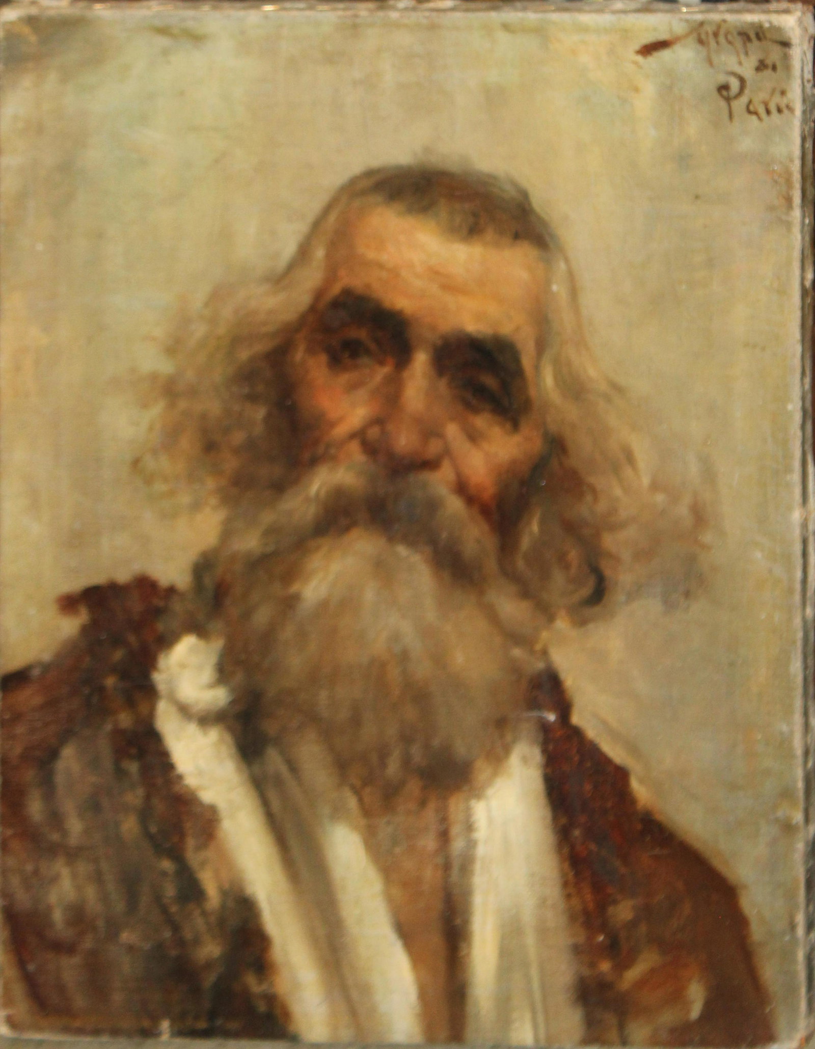 Charles Auguste Carolus Emile Durand (1837-1917): Charles Auguste Carolus Emile Durand (French 1837-1917) Also Carolus-Duran- The Philosopher circa 1881 Paris oil on canvas restretched to 20 x 16" signed upper right