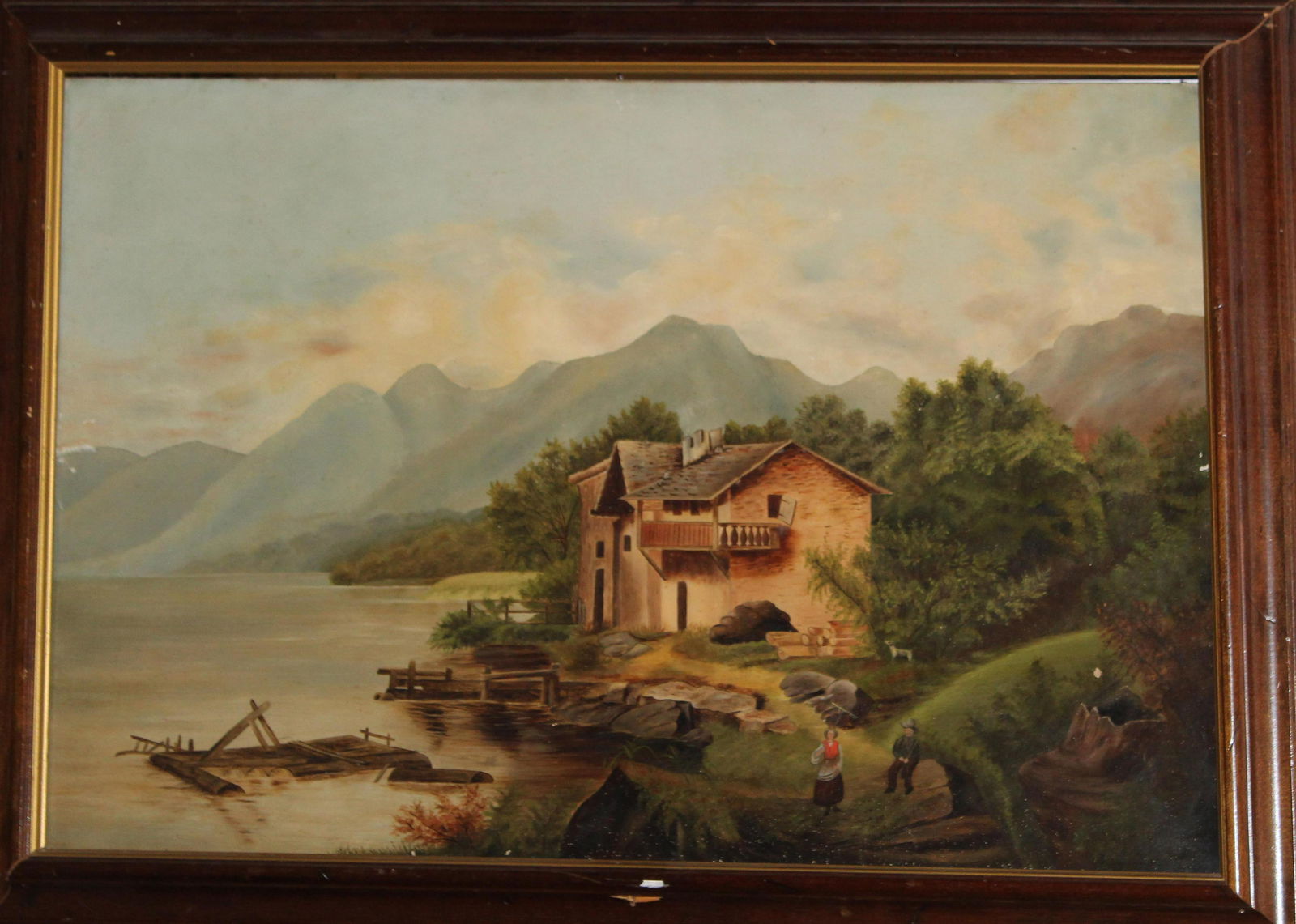 19th c German School Alpine scene: 19th century German School Alpine Scene 19 x 27"