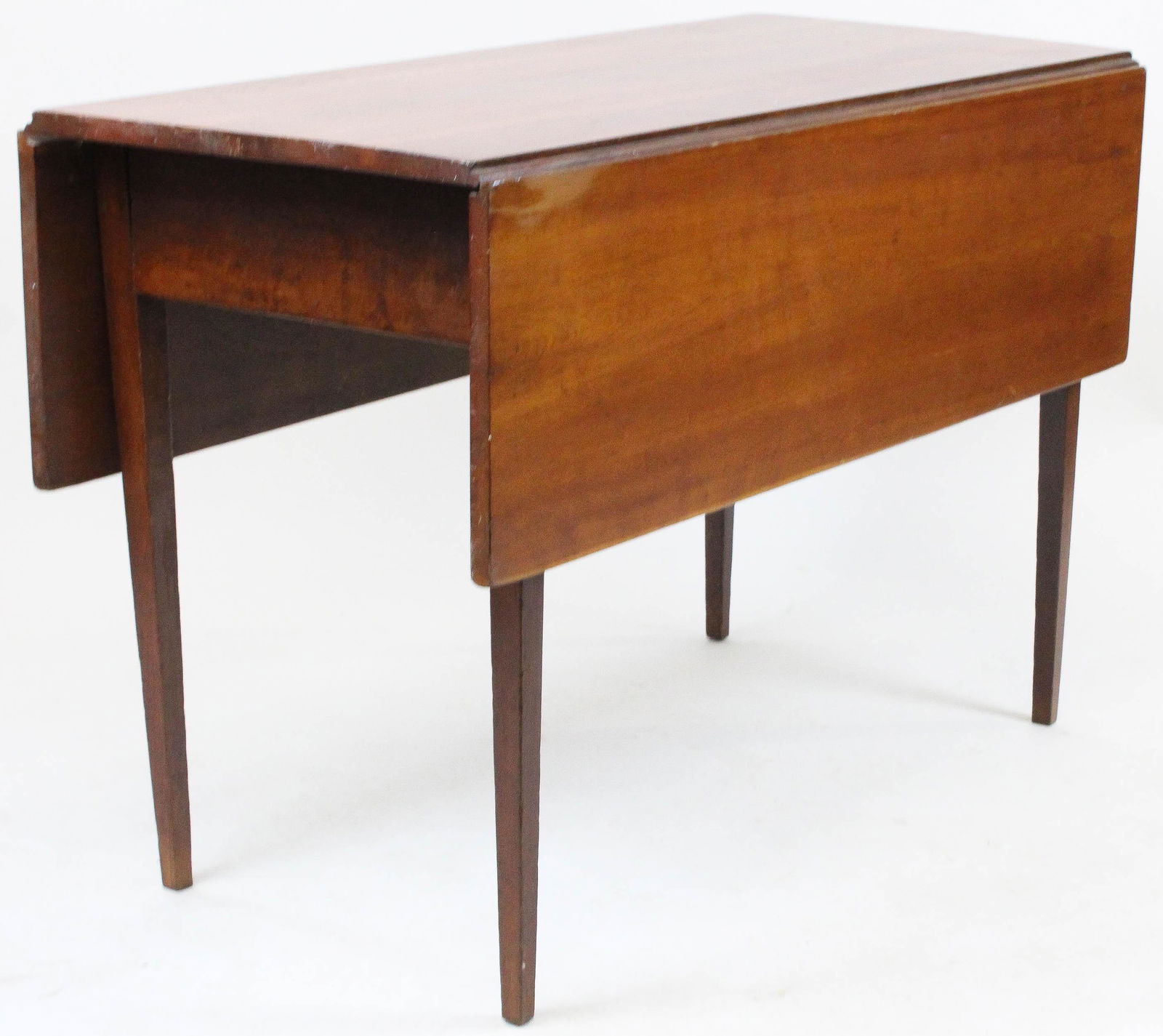 Hepplewhite cherry swing leg table: Ca. 1800 Hepplewhite cherry drop leaf swing leg table. 42" long. Very clean.