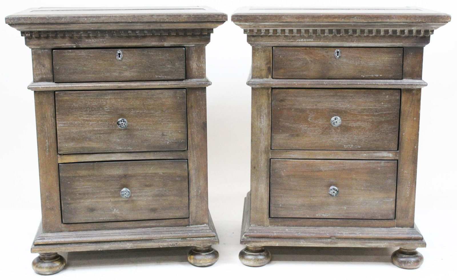 Pr of Contemporary End Tables/ Cabinets: Pr of Contemporary end tables, cabinets, made in Vietnam, width 19"
