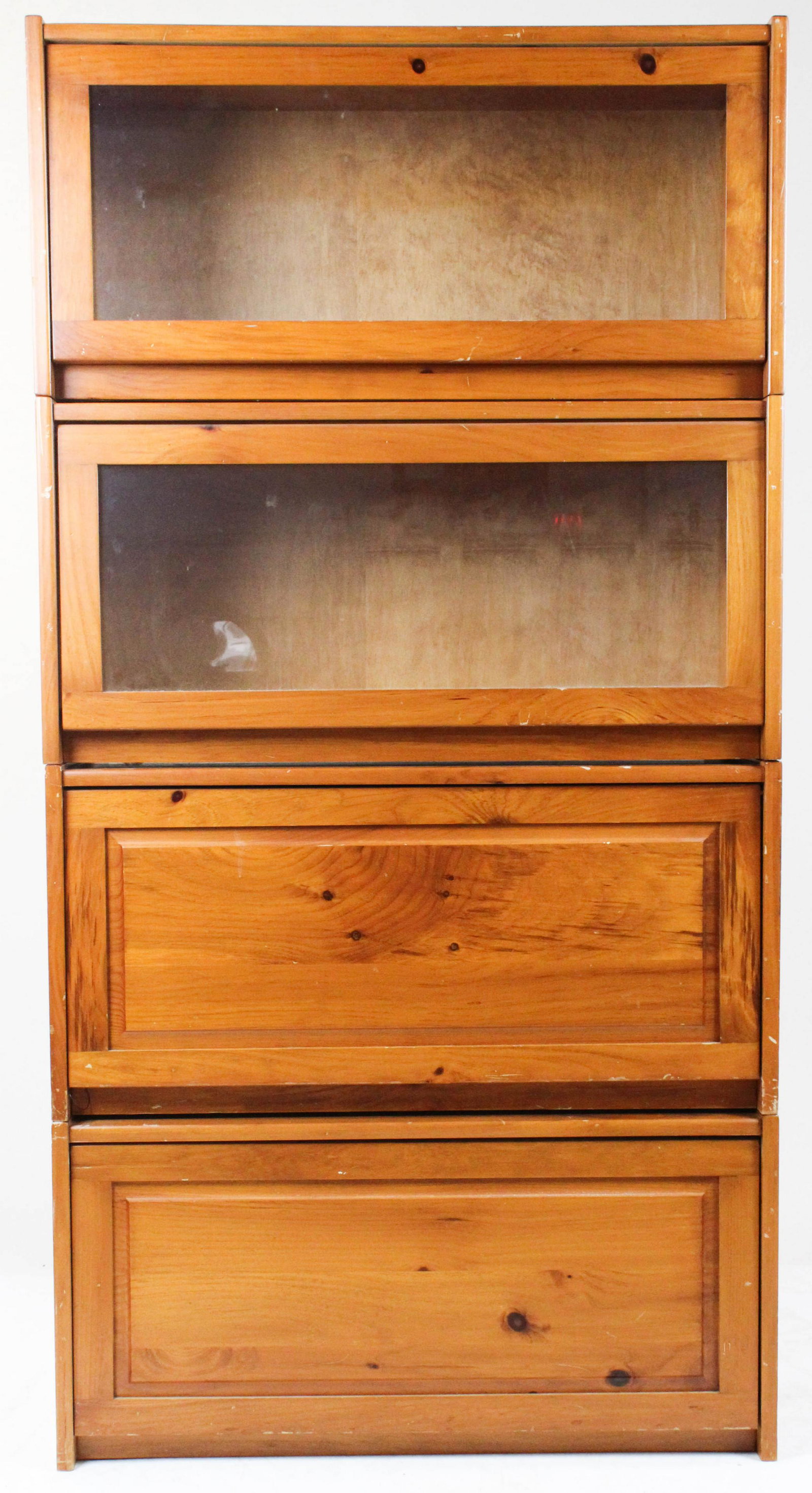 4 Section Pine Stacking Bookcase: 4 section pine stacking bookcase, width 33"
