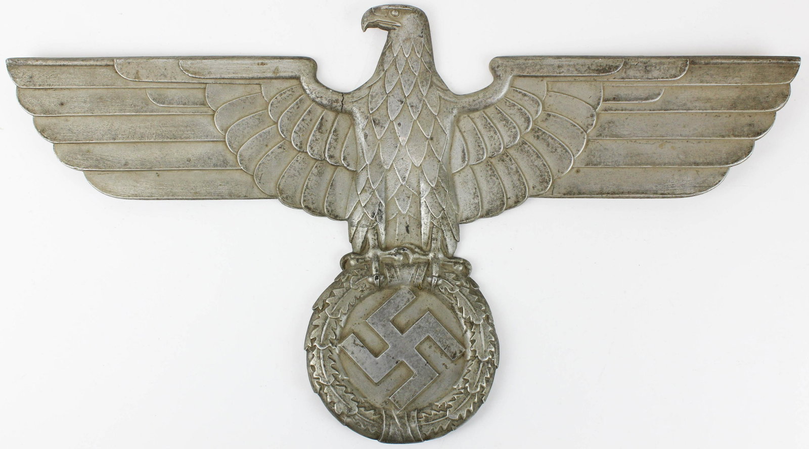 WWII Capture German 3rd Reich Railway Eagle: WWII Capture German 3rd Reich cast aluminum railway train eagle, taken down in 1944 in Rome by US Army Sgt Rudolpho Venturi, who joined the army to gain US citizenship (see lot 112, both descending to