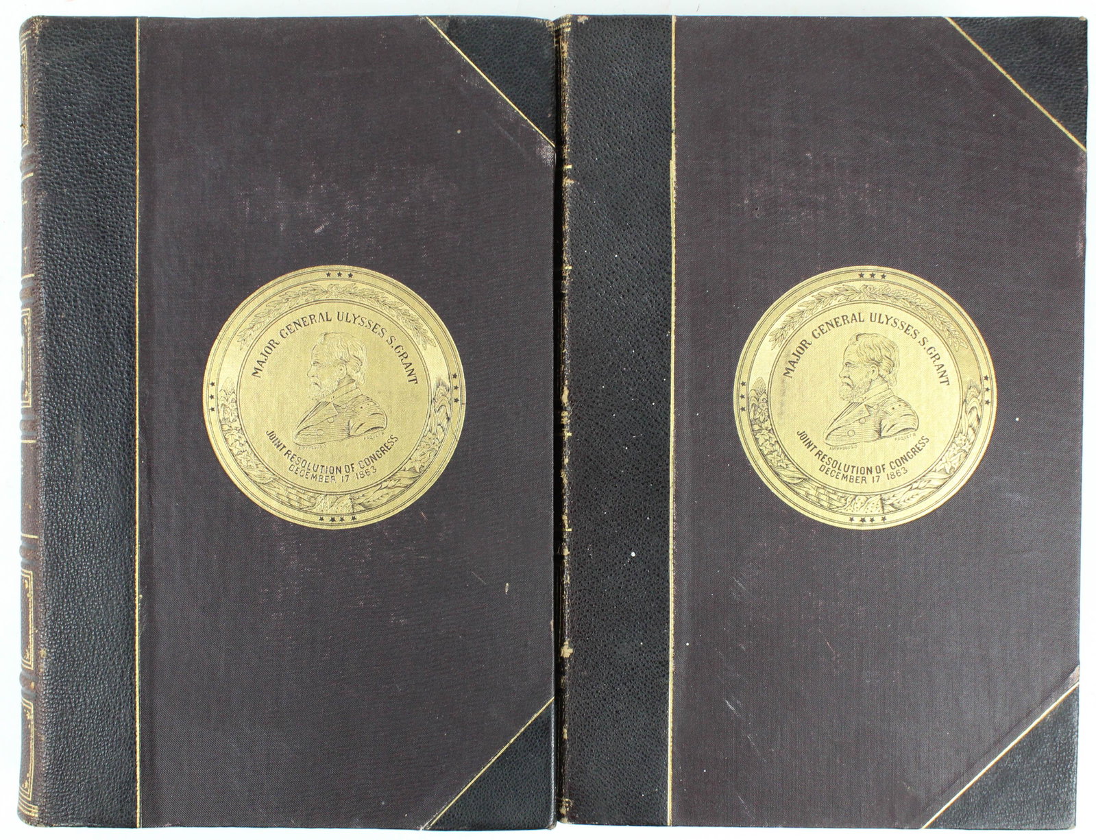 1885 Personal Memoirs of U.S.Grant: 1885 Personal Memoirs of U. S Grant (2 vols), Chas Webster & Co, NY, octavo, gilt embossed 3/4 calf & gilt embossed cloth, maps, illustrations, & foldouts, excellent condition,