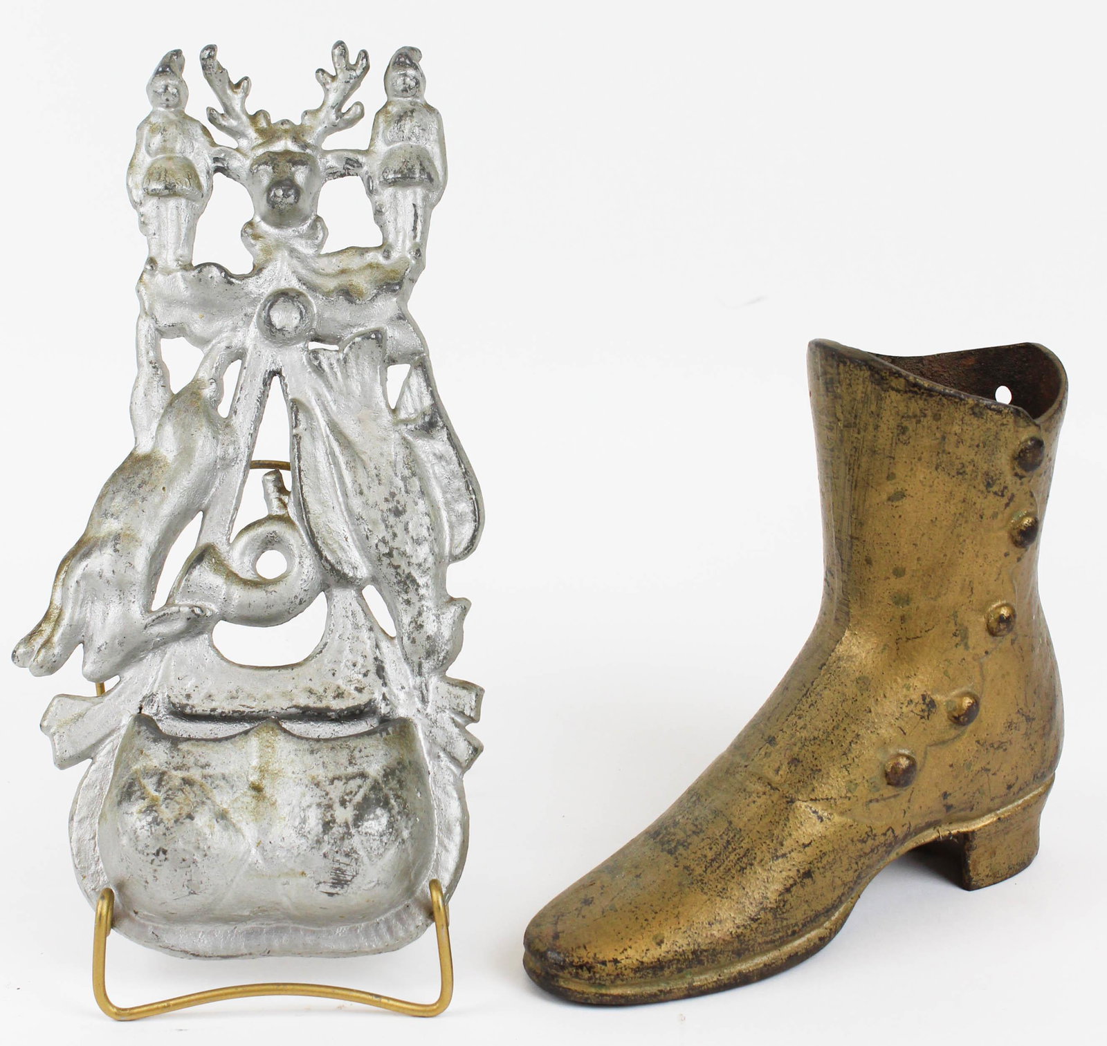 Cast Iron Doorstop, Hanging Game Match Holder: Cast iron boot doorstop, hanging game match holder, ht 6 1/2", 10 1/2"