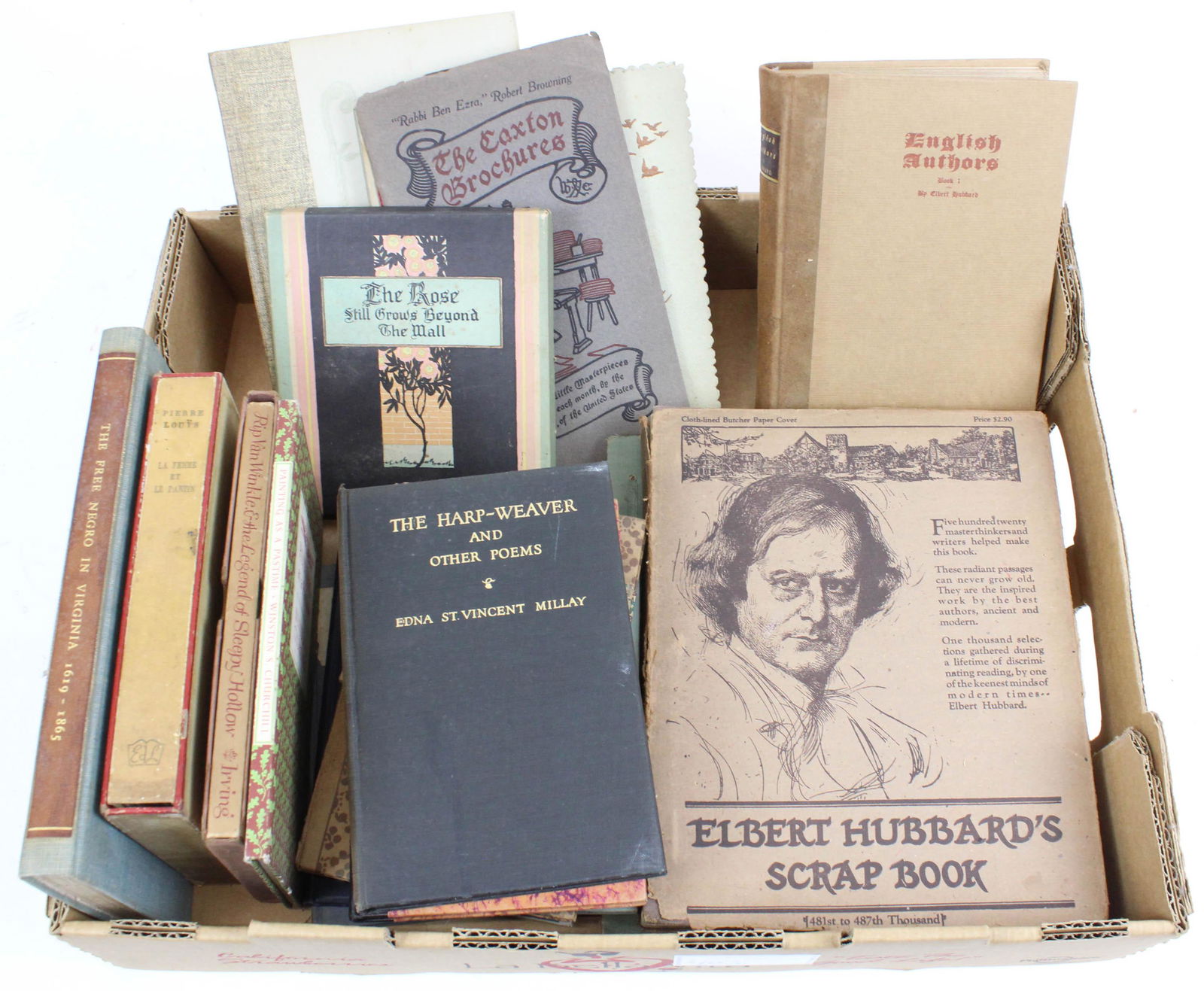 Arts and Crafts Era, Poetry and Prose Books: Arts & Crafts era, poetry & prose books (20 pcs), including Elbert Hubbard Note Book, Scrapbook, Gwen Frostic, etc