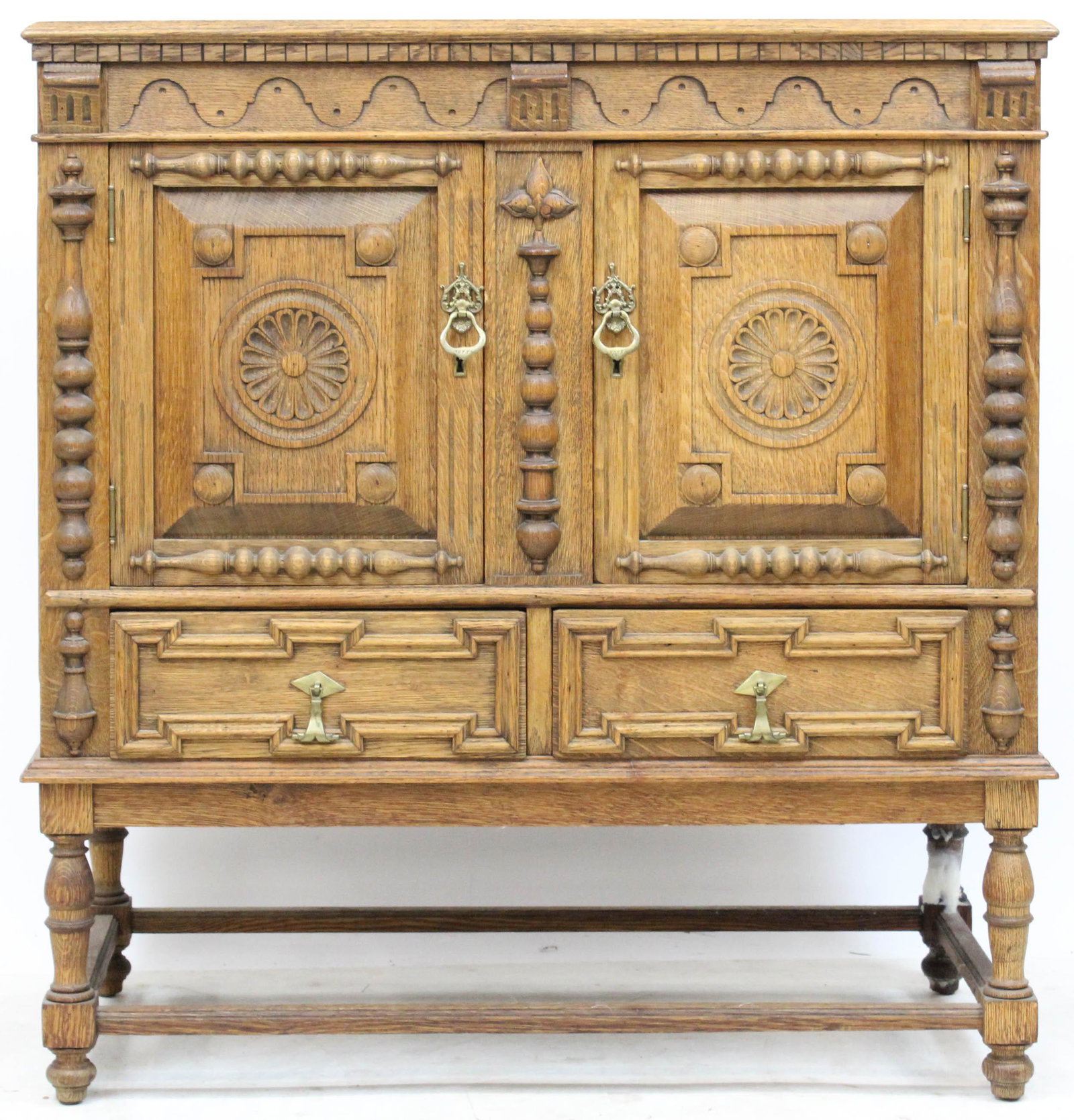 Oak Gothic Revival Console: Oak Gothic Revival Console 36 x 37 x 20"