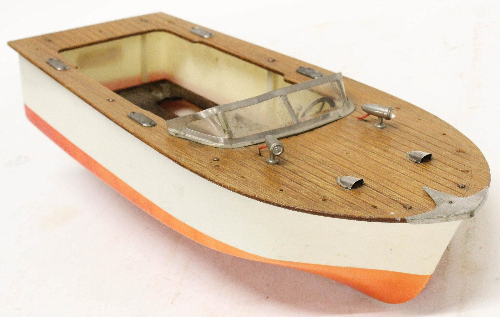Vintage Fleet Line Toy Boat: Vintage 1950's Sea Wolf Fleet Line boat. In-board electric engine. Good overall condition. 16" long.