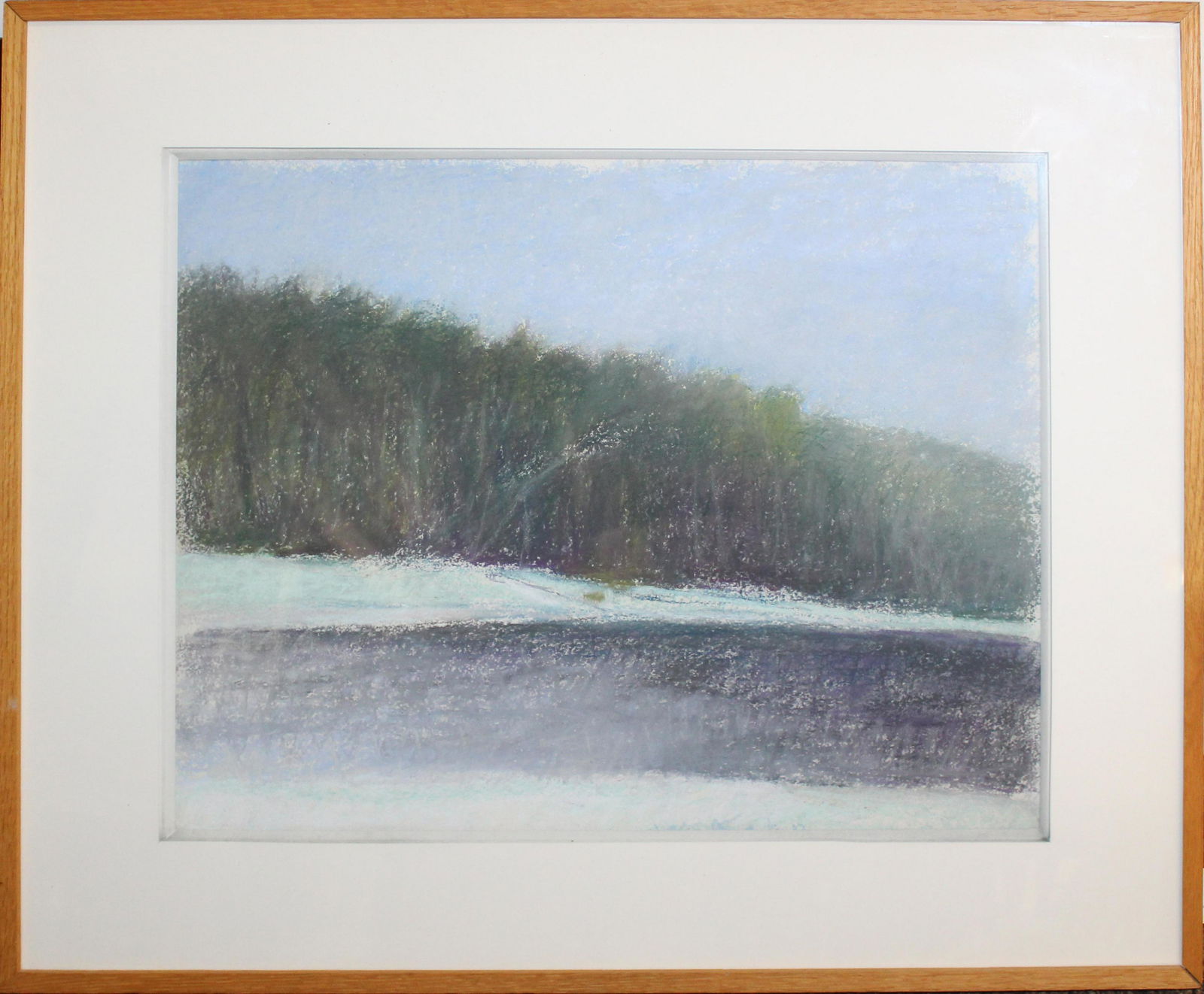Wolf Kahn (Am. 1927-2020), "Lake Shore": Wolf Kahn (American, 1927-2020), "Lake Shore", 1982, pastel on paper, 17 x 22 inches (sight), framed. Signed bottom center, Thomas Segal Gallery label on verso. Sold to benefit the Brattleboro Museum