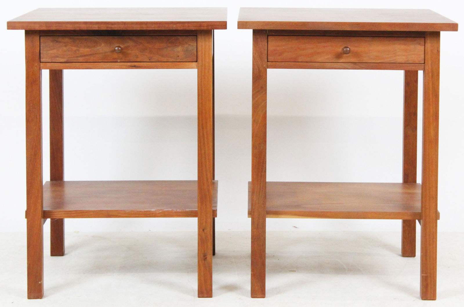 Pair of Thomas Moser Side Tables/Lamp Tables: Pair of Thomas Moser one drawer side tables or lamp tables crafted in cherry 26 x 20 x 20