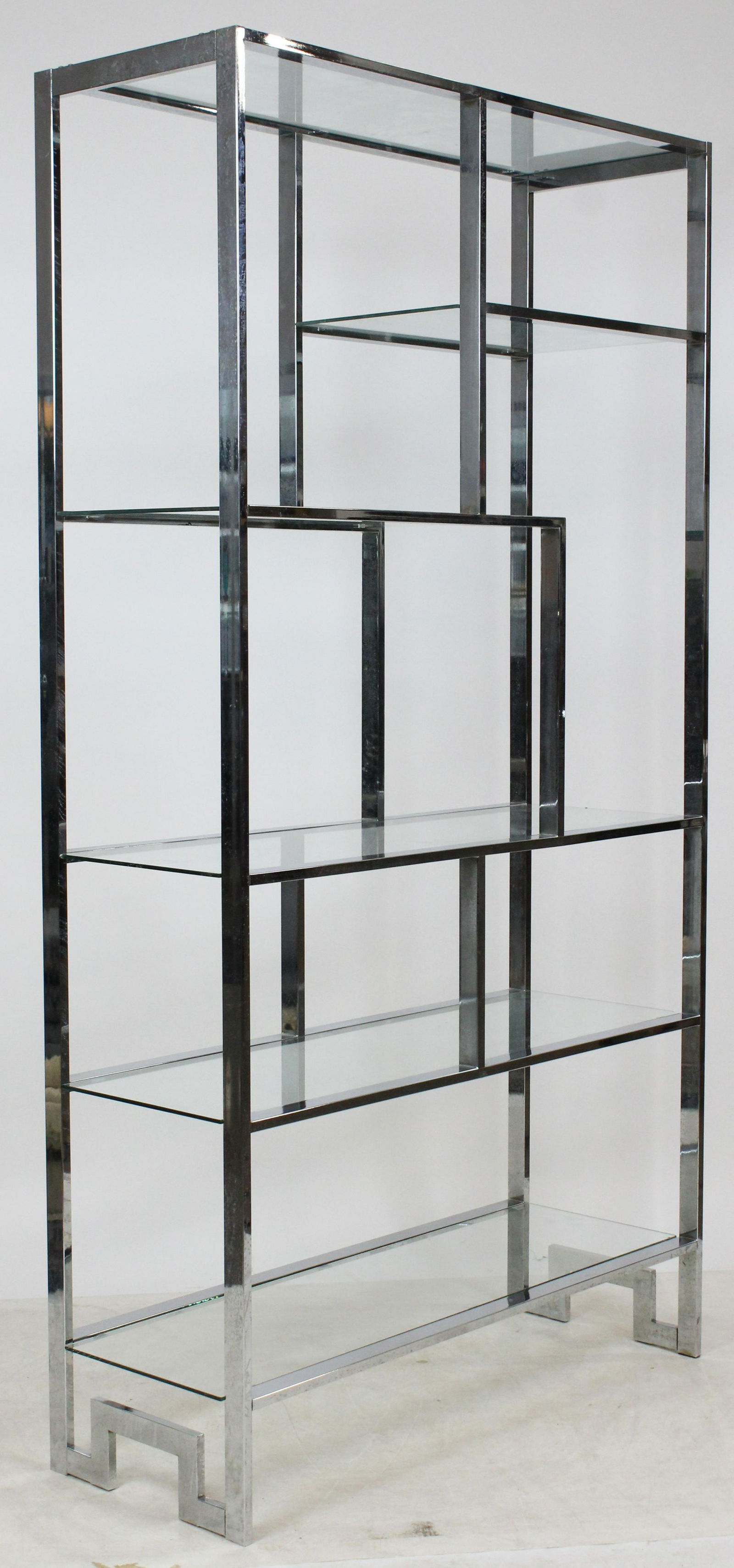 Milo Baughman For Thayer-Coggin Chrome Etagere: Milo Baughman for Thayer-Coggin Mid Century Modern MCM chrome and glass etagere 79 x 42 x 16" To be sold to benefit the Brattleboro Museum and Art Center