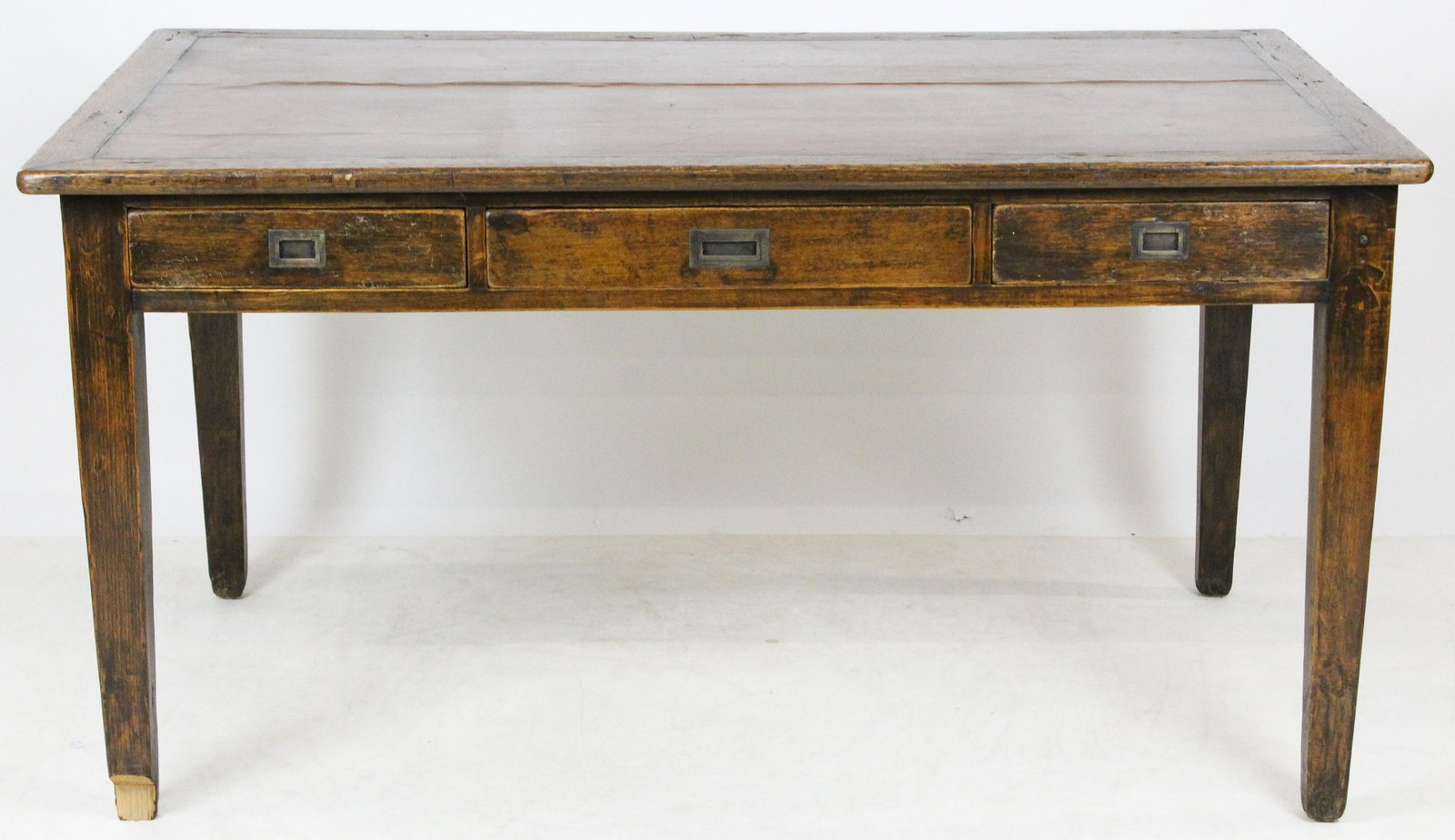 19th c Oak Library table: 19th c Oak three drawer library table. 36 x 31 x 60" to be sold to benefit the Brattleboro Museum and Art Center