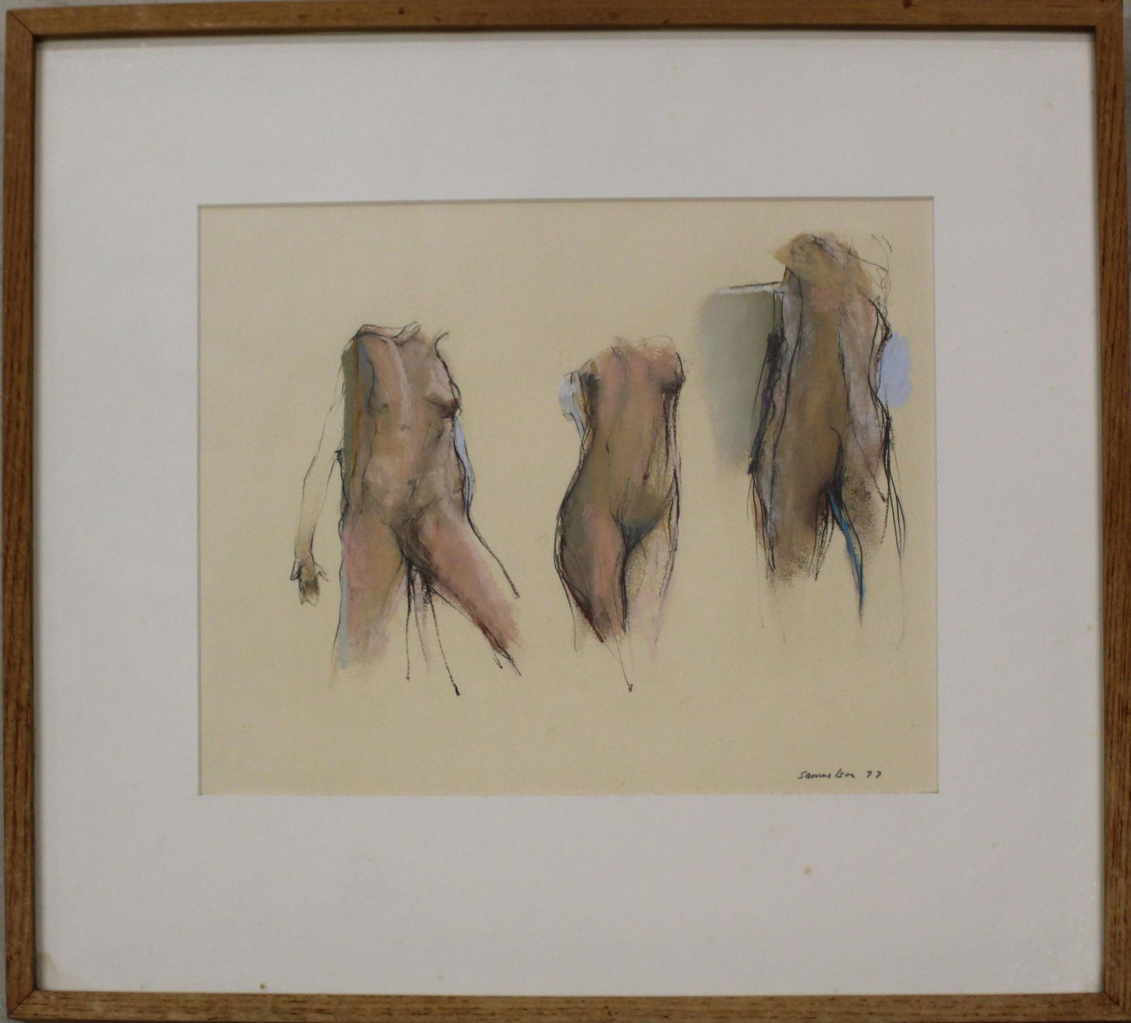 Bruce Samuelson (Am. Pa.), "Three Figure Studies": Bruce Samuelson (Pennsylvania), "Three Figure Studies", pastel on paper, 18 x 20 inches (framed). Sold to benefit the Brattleboro Museum & Art Center.