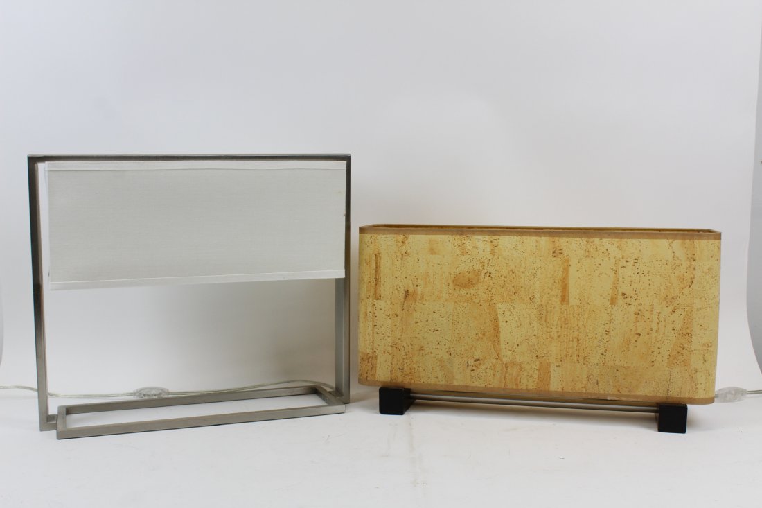 Two Mid Century Style Table Lamps: Two long mid century style table lamps 22 x 11 and 16 x 19" To be Sold to Benefit the Brattleboro Museum and Art Center