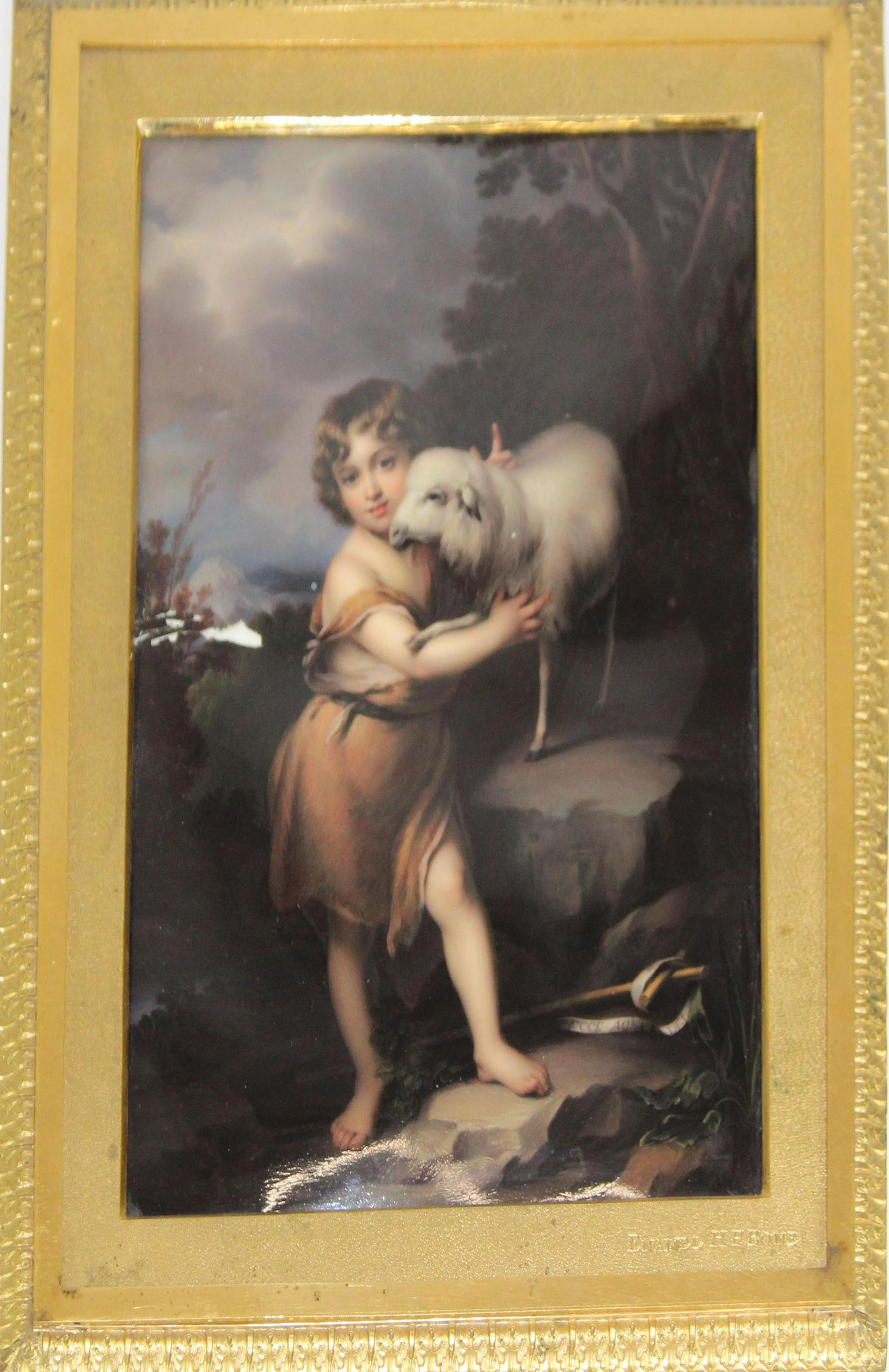 Henry Pierce Bone ( EN 1779-1855) St. John The Baptist: Henry Pierce Bone (England 1779-1885) St John the Baptist -(After Murillo) oil on copper 1815- With the following inscription reverse "London 1815, Painting for Sir Simon H Clarke by Henry Bone RA ena