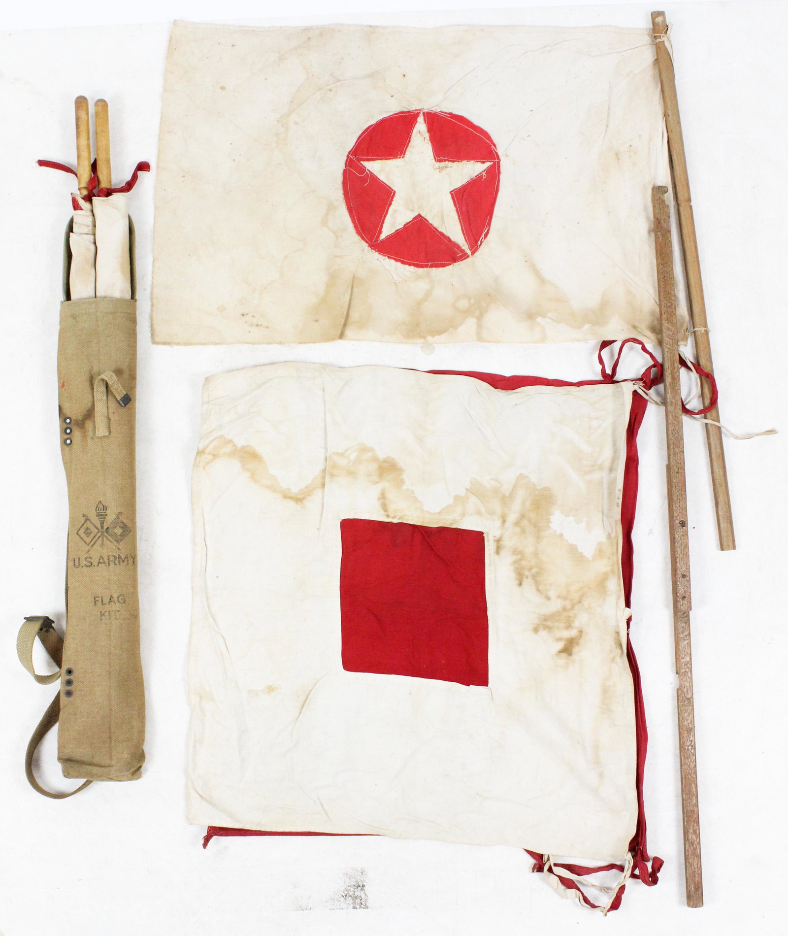 WWII US Signal Flag Kit: WWII US Signal Flag Kit, sold with a hand stitched Company flag