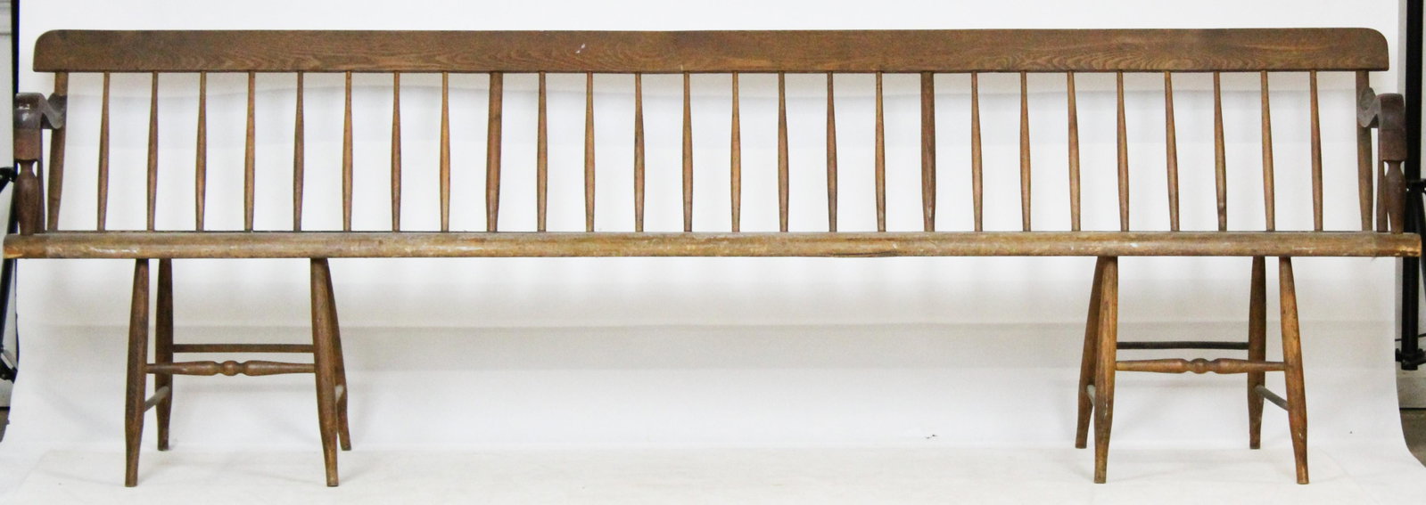 Mid 19th c Deacon's Bench: Mid 19th c Deacon's bench, length 8' 6"