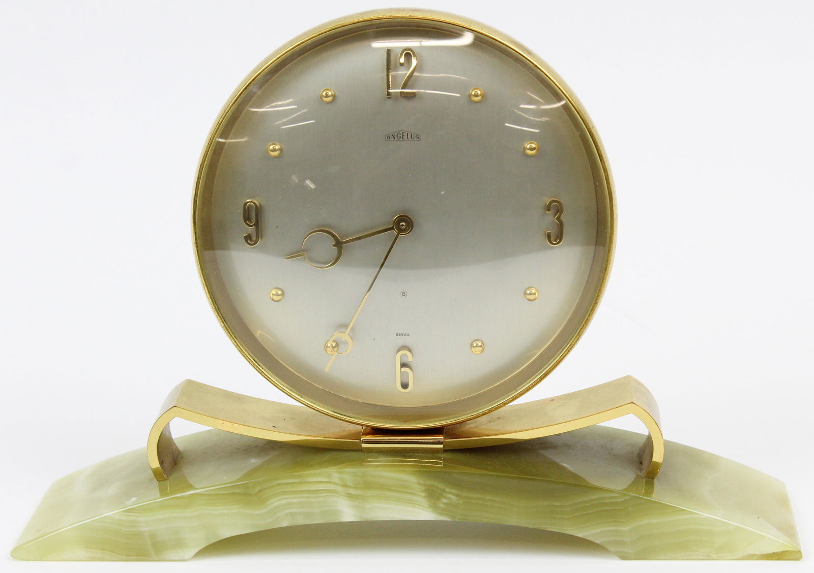 Angelus Onyx Base Desk Clock: Angelus onyx base desk clock, ht 7 1/2"