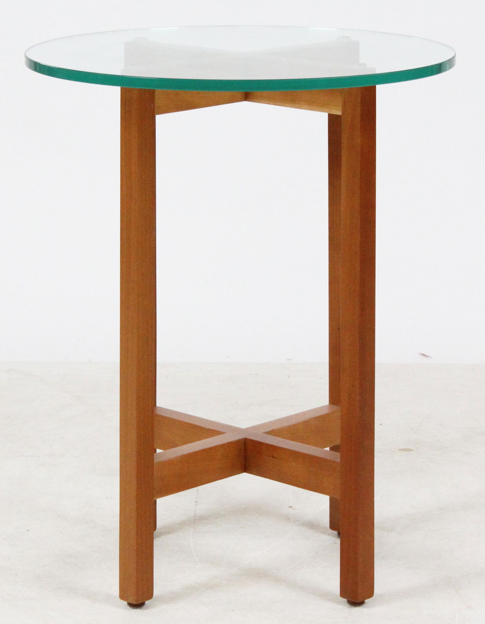 Contemporary Cherry Glass Top End Table: Contemporary cherry glass top end table -possibly by Thomas Moser or Douglass Green Design Furniture 22" x 18"