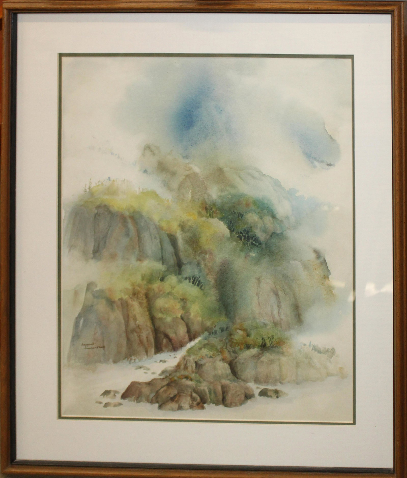 Margaret Inman Kane (AM Contemporary) Hawaiian: Margaret Inman Kane (American Contemporary) Hawaiian Landscape with waterfalls -watercolor on paper signed lower left 24 x 20"