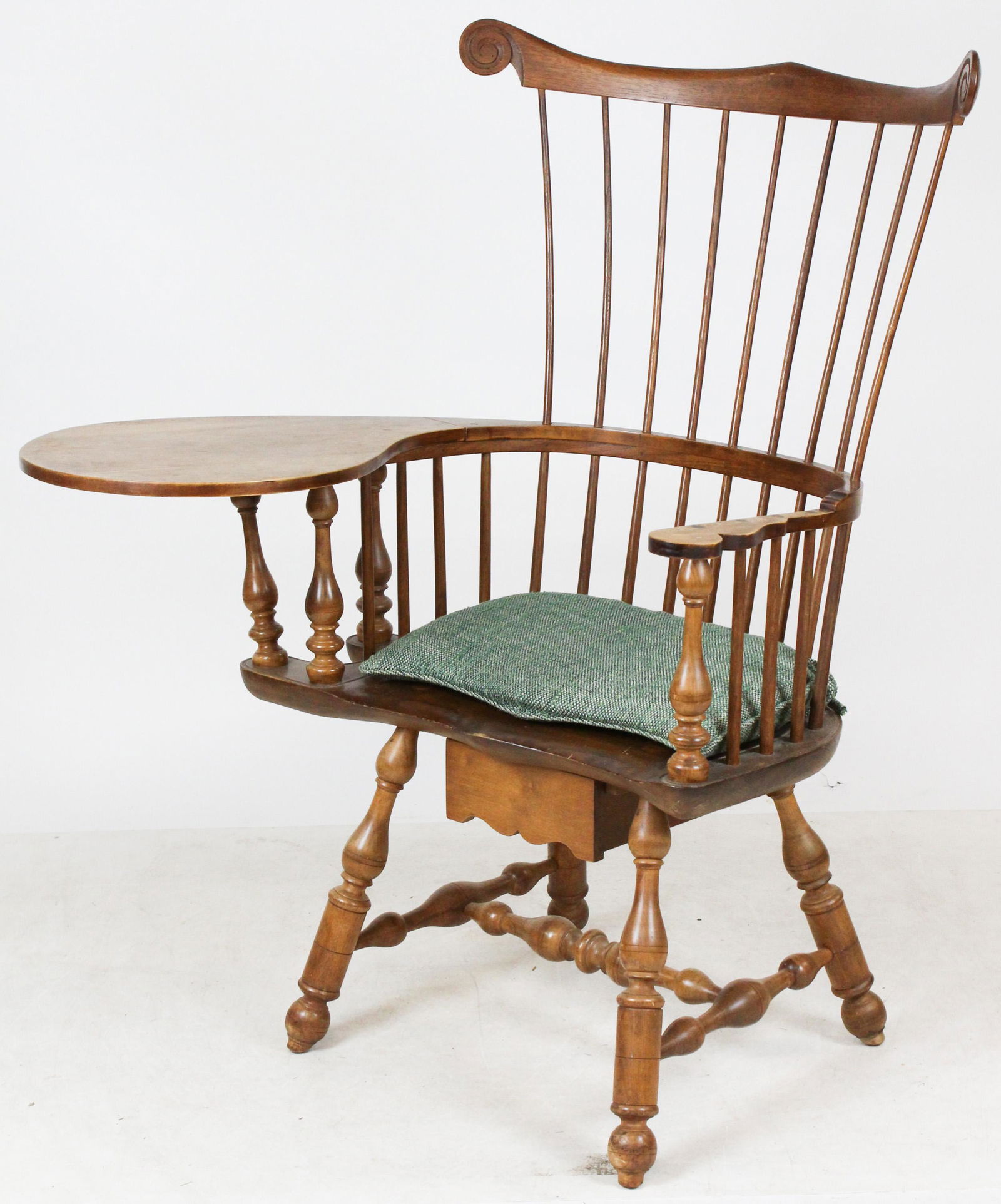 Custom Writing Arm Windsor Chair: Custom writing arm Windsor chair signed Virginia Craftsmen Reproduction