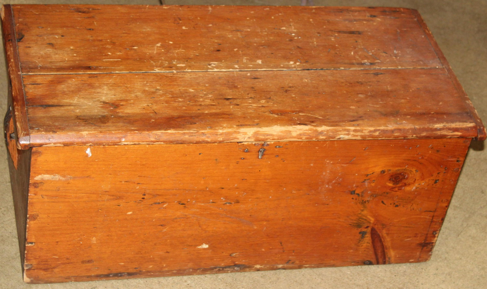 19th c refinished Seaman's Chest: 19th c Refinished Seaman's Chest with wrought iron strap hinges 15 x 12 x 30"