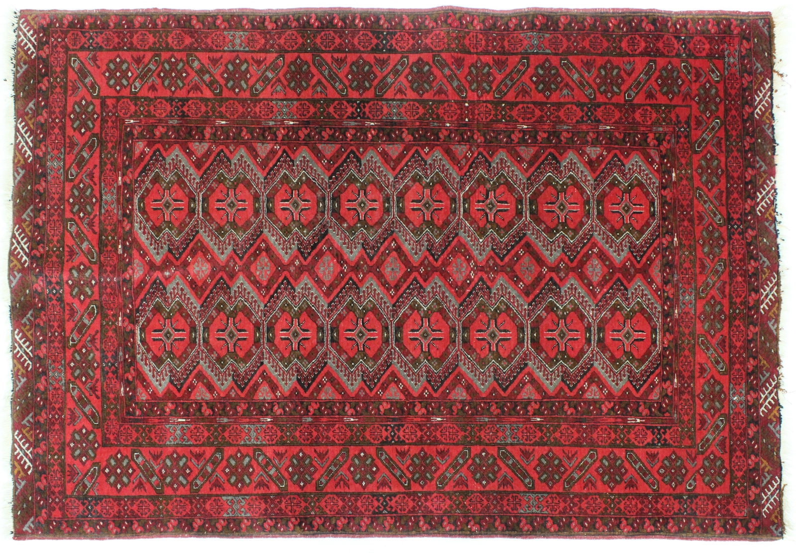 Mid 20th c Pakistani Bokhara Area Rug: Mid 20th c Pakistani Bokhara area rug, 4' 1" x 5' 10"