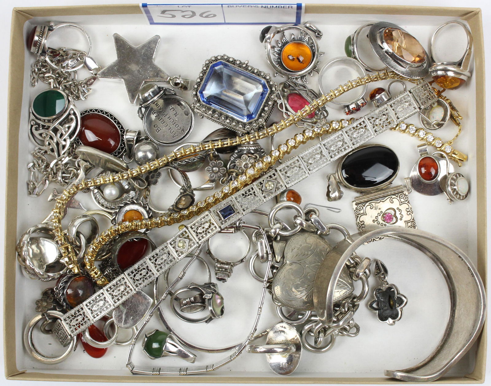Sterling Silver Jewelry: Sterling silver jewelry, including bracelets, rings, brooch pins, etc, most marked sterling