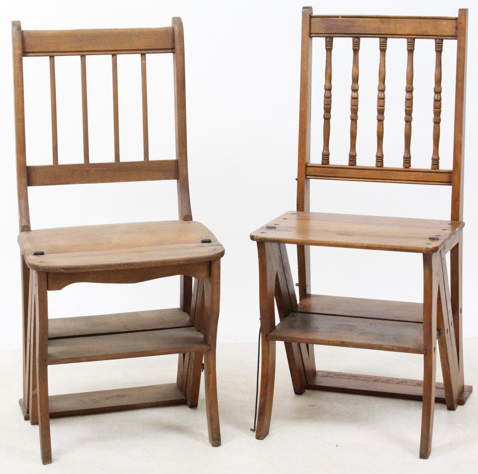 Two Early 20th c Chair/ Step Stools: Two early 20th c chair/ step stools