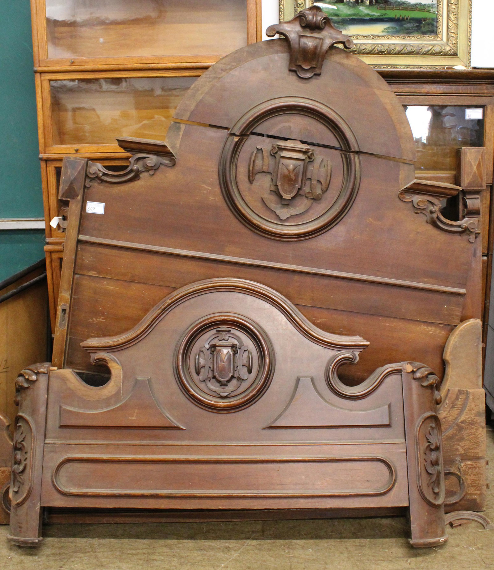 19th c Victorian Full Size Bed as found: 19th c Victorian Full sized bed as found, some elements dry and some losses.