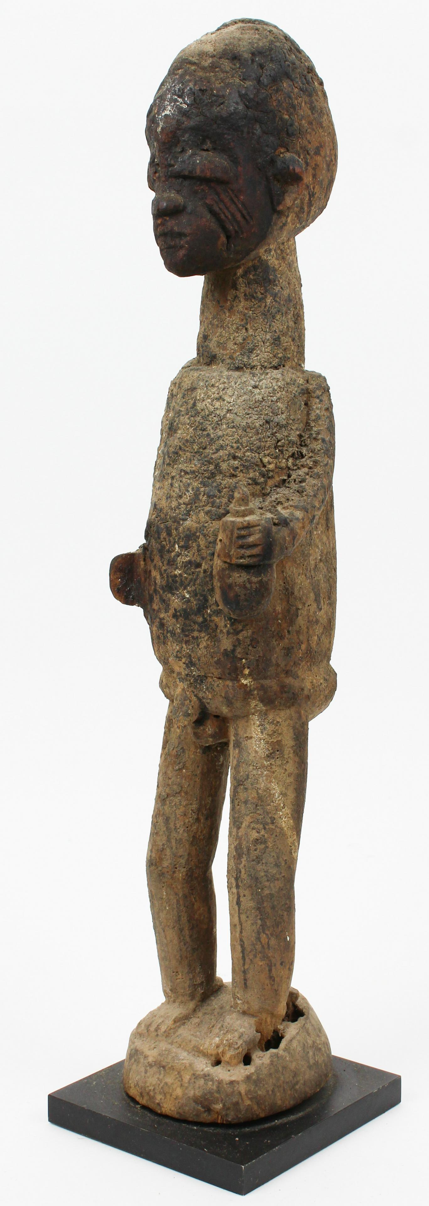 19th c Baule Tribal Carved Wooden Figure: 19th c Baule Tribe, Ivory Coast carved wooden ancestor figure, descending from Albert Shaw (1857- 1947), Author, Historian, Editor of the Review of Reviews, member of the American Antiquarian Society,