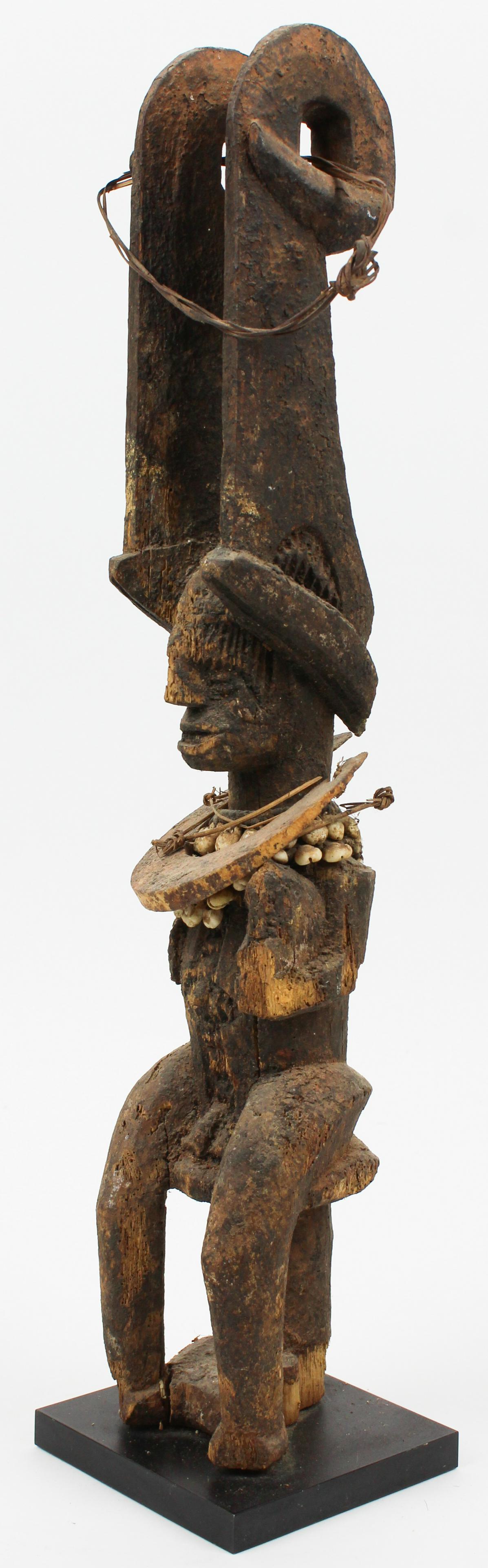 19th c African Tribal Carved Wooden Figure: 19th c African Tribal carved wooden figure, descending from Albert Shaw 1857- 1947, Author, Historian, Editor of the Review of Reviews, member of the American Antiquarian Society, eroded, crusty surfa