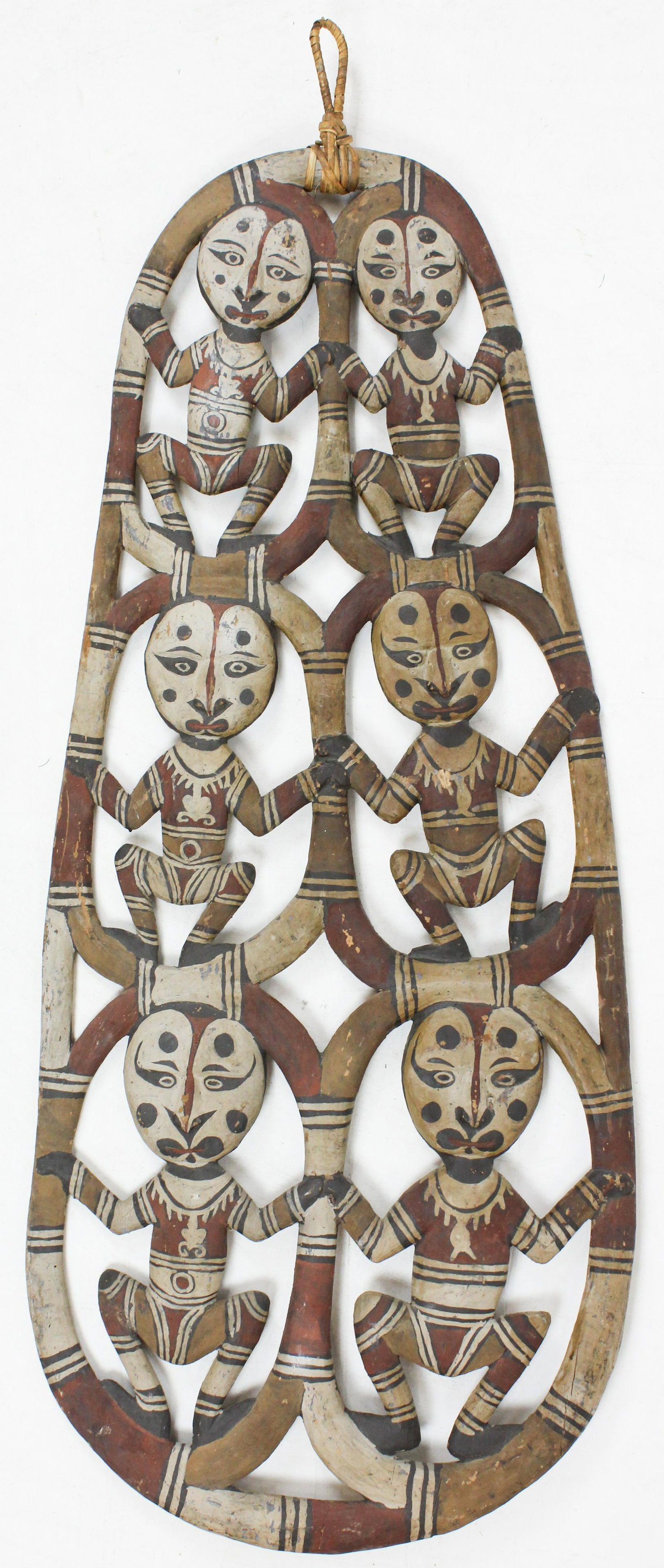 Mid 20th c Tribal Carving: Mid 20th c Tribal carved and painted shield, 53" x 23"