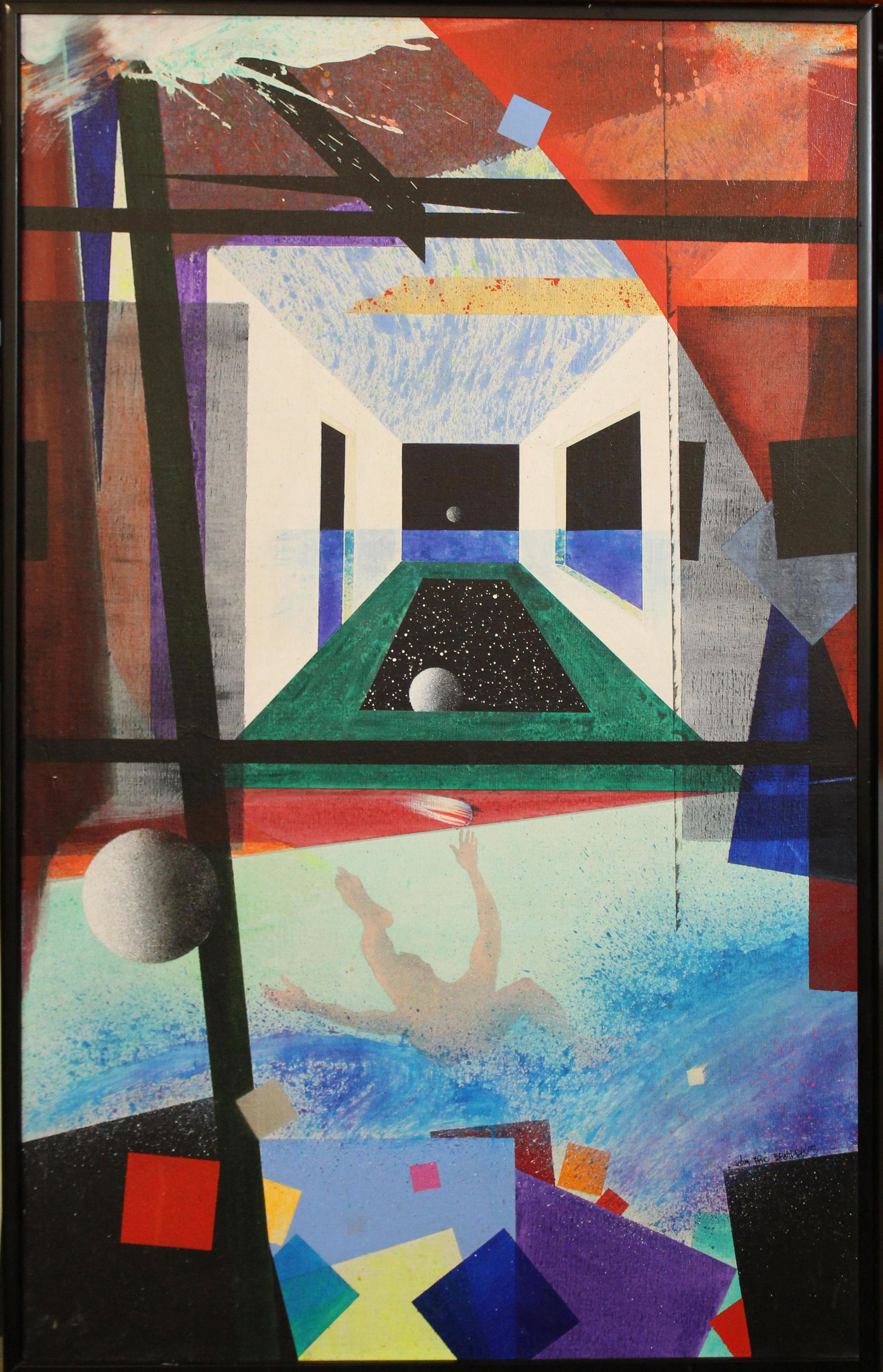 John Eric Broaddus (NY 1943-1990) Windows: John Eric Broaddus (New York 1943 â€“ 1990) Windows oil on canvas signed lower right - 28 x 45" was perhaps one of the most inventive and creative artists to approach the book form. He was a prom