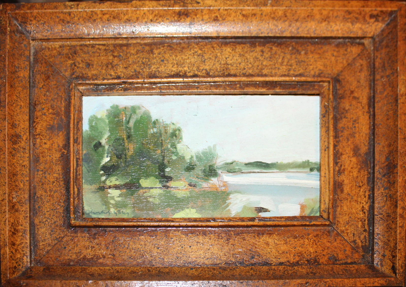 Joel Corcos Levy (AM Contemporary) Reservoir, Davies: Joel Corcos Levy (American Contemporary) Reservoir, Davies Farm oil on panel signed lower left Babcock Galleries label reverse with Identification 4 x 8"