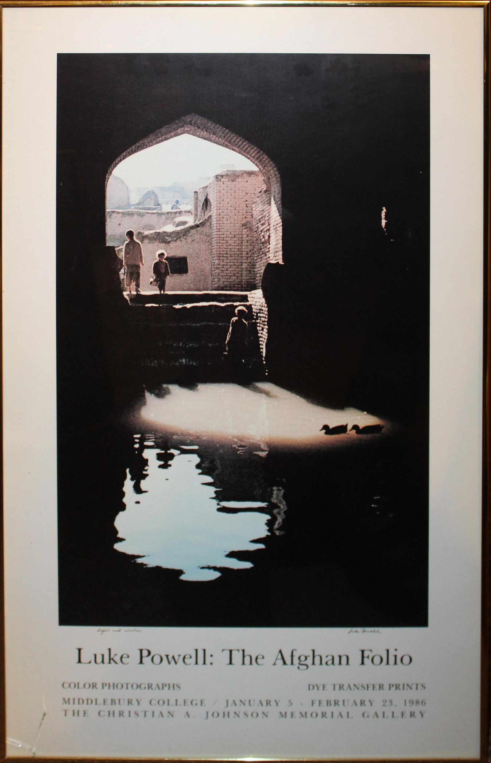 Luke Powell exhibition poster: Luke Powell (VT 20thc) The Afghan Folio exhibition poster signed and inscribed by the artist offset lithograph on paper 30 x 20"