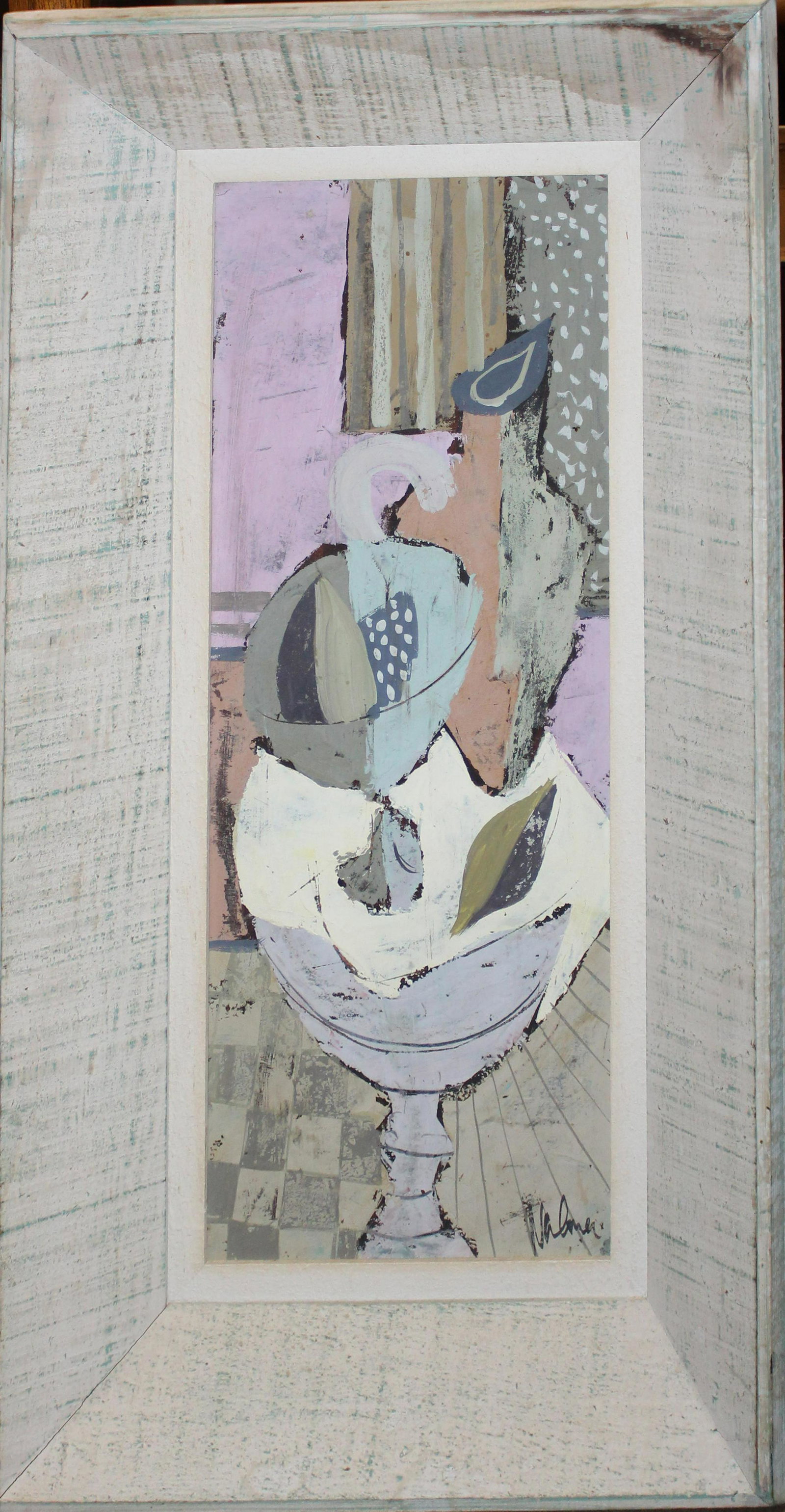 Jean de Narbone (FR 1917-) Floral: Jean de Narbone (French 1917-) Floral still life after Georges Braques 24 x 10"