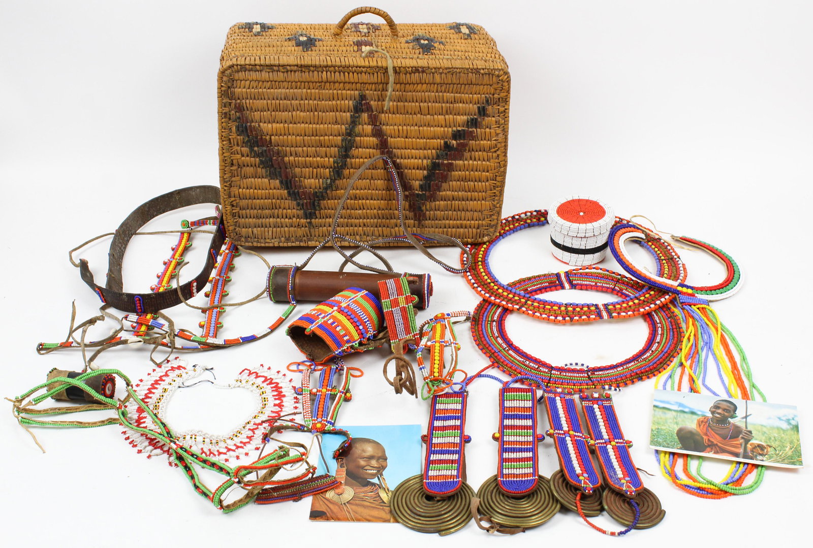 Maasai Beadwork and Jewelry: Maasai beadwork and jewelry including earrings, collar necklaces, finger bracelets, etc