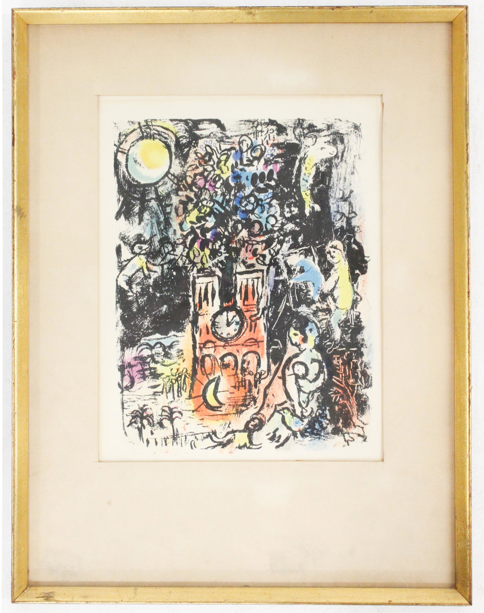 Marc Chagall Lithograph from Derrier Le Miroir: 1960 Marc Chagall (1887-1985) lithograph from Derrier Le Miroir, old label on reverse, image 14" x 10 1/2"