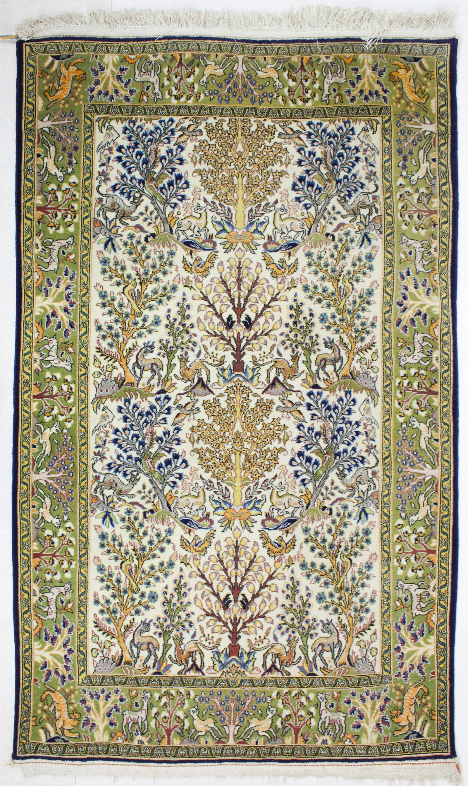 Late 20th c Indo Persian Area Rug: Late 20th c Indo-Persian garden design area rug, 4/5" x 7' 3"