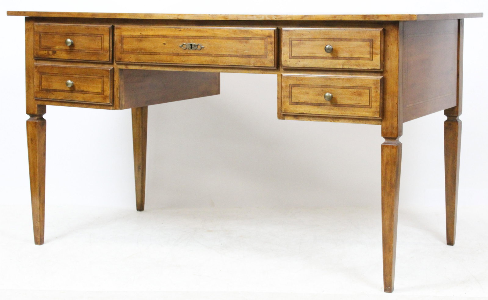 Hepplewhite style inlaid desk: Hepplewhite style inlaid walnut desk or library table 55 x 30 x 30
