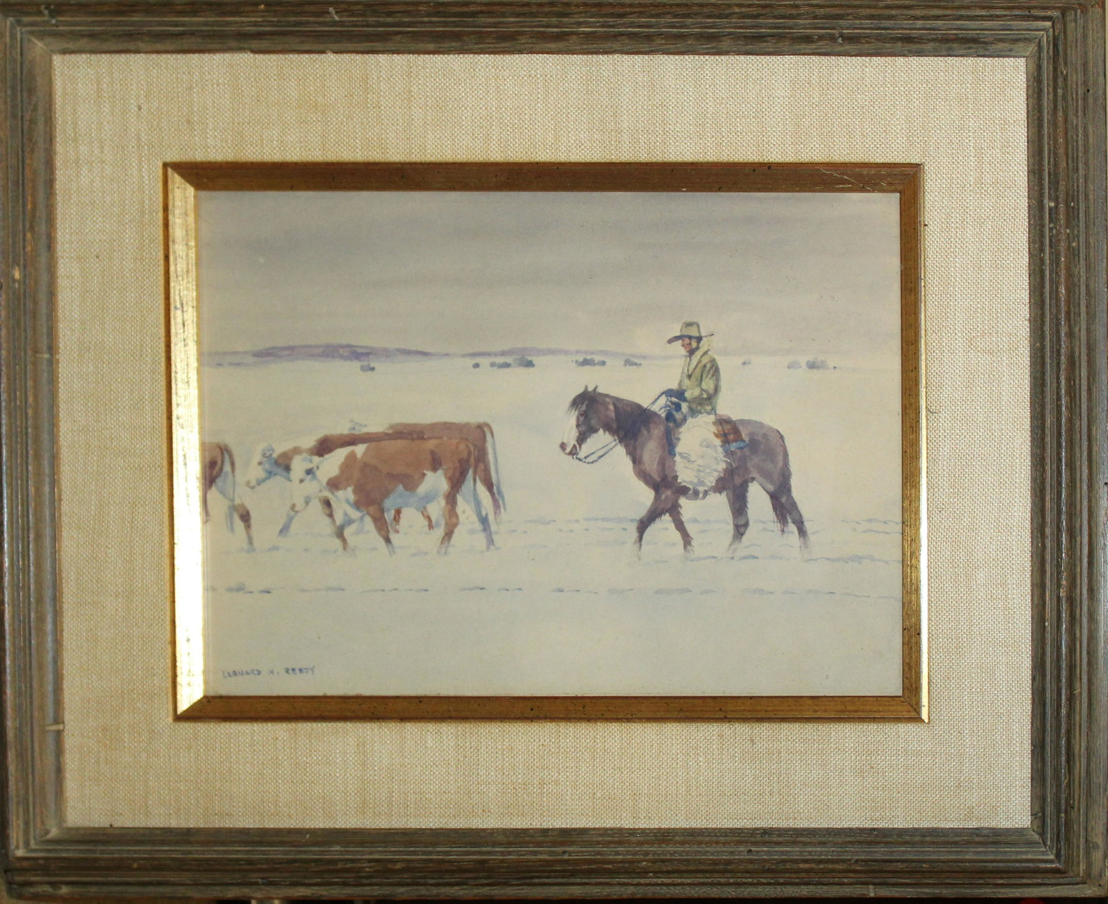 Leonard Howard Reedy (AM 1899-1957) Driving them Home: Leonard Howard Reedy (American 1899-1957) Driving Them Home watercolor on paper signed lower left titled reverse 8 x 12"