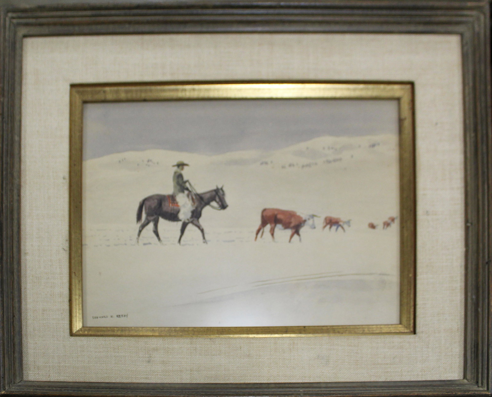 Leonard Howard Reedy (AM 1899-1957) Winter on the Range: Leonard Howard Reedy (American 1899-1957) Winter On the Range watercolor on paper signed lower left 8 x 12" titled reverse