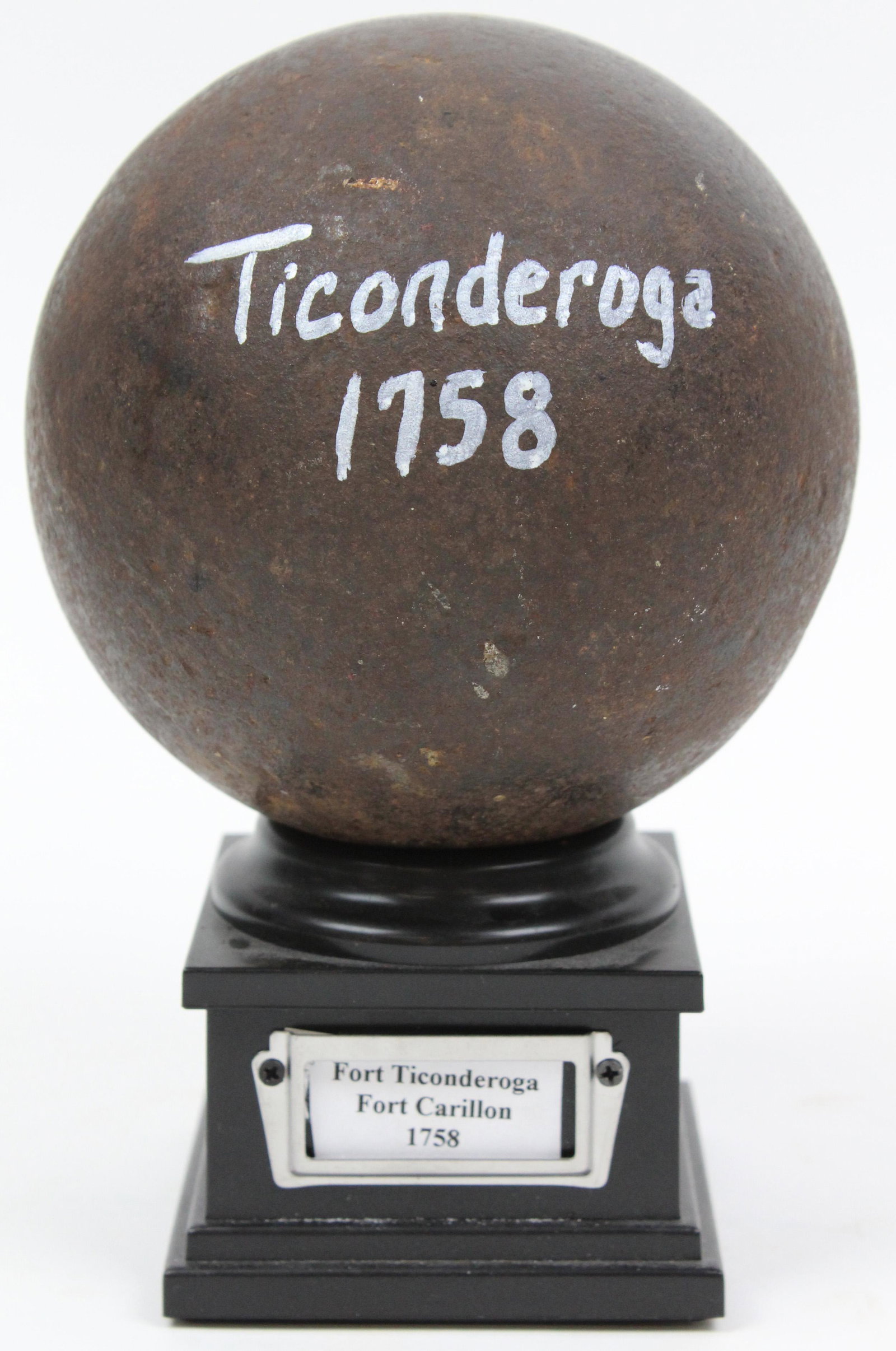 French & Indian War 16 Pound Cannon Ball: 1758 French & Indian War 16 pound cannon ball, appears to have a Fleur-de-lis mark, indicating it is French, from the collection of Stephen R Allen of Plattsburgh, NY- purchased from the Lake View Ant