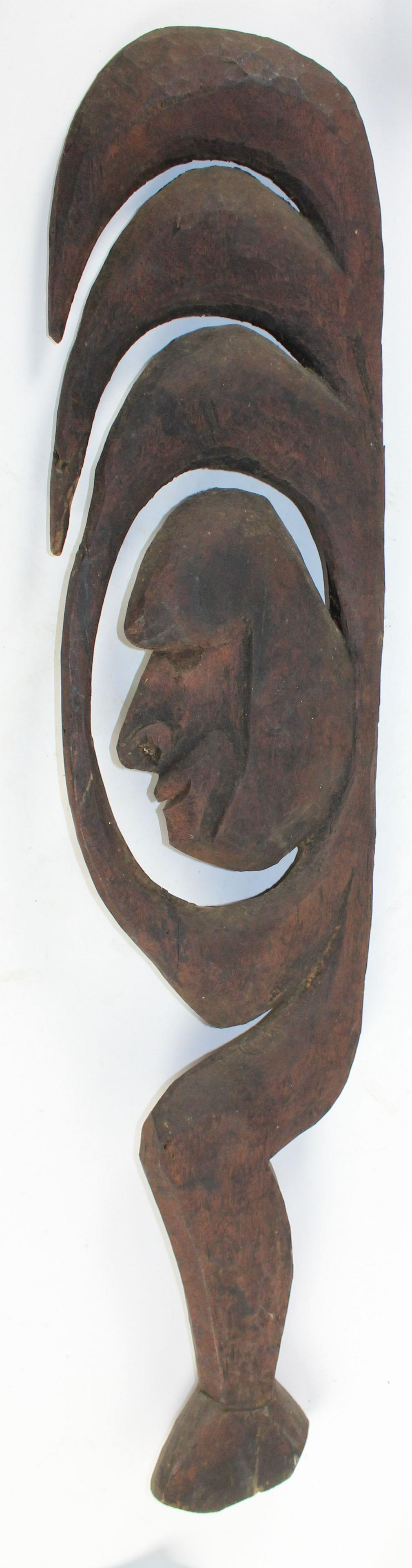 Sepik River Canoe Prow: Sepik River Canoe Prow - most likely Yiman People of Papua New Guinea, in a hook form 42 x 10" with traces of old polychrome decoration.