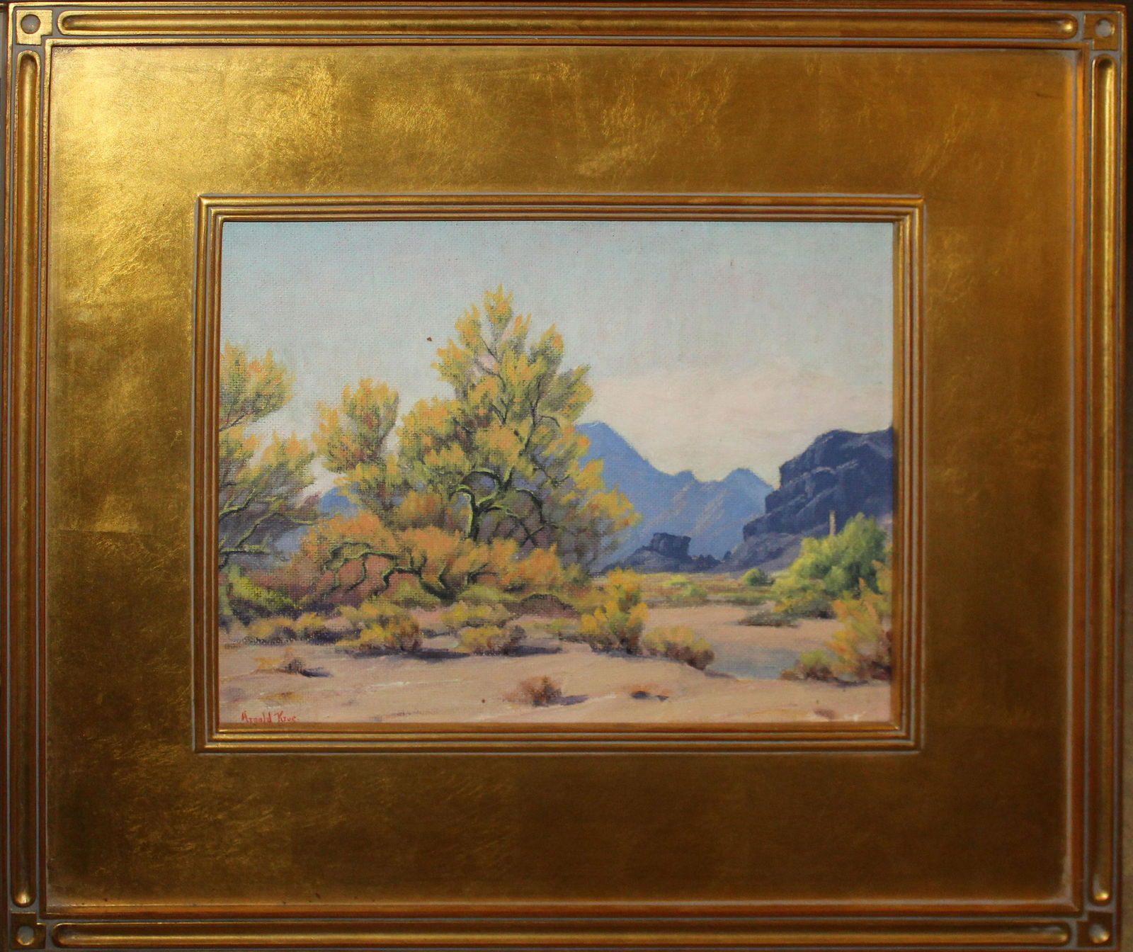 Arnold Krog (1856-1931) Southwestern Landscape: Arnold Krog (AM 1856-1931) Southwestern Landscape masonite on board 12 x 16"