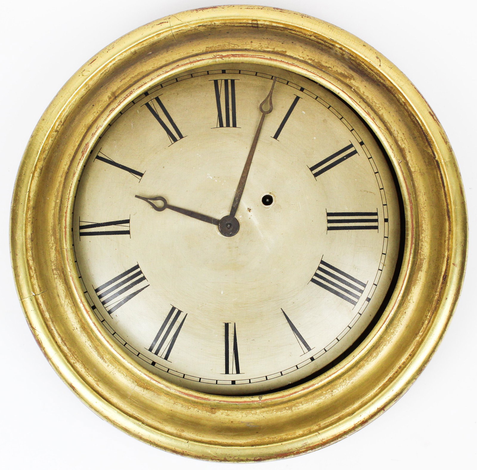Brewster & Ingraham Lemon Gilt Gallery Clock: Brewster & Ingraham lemon gilt case gallery clock, Bristol, CT Eight Day brass works, diameter 20"