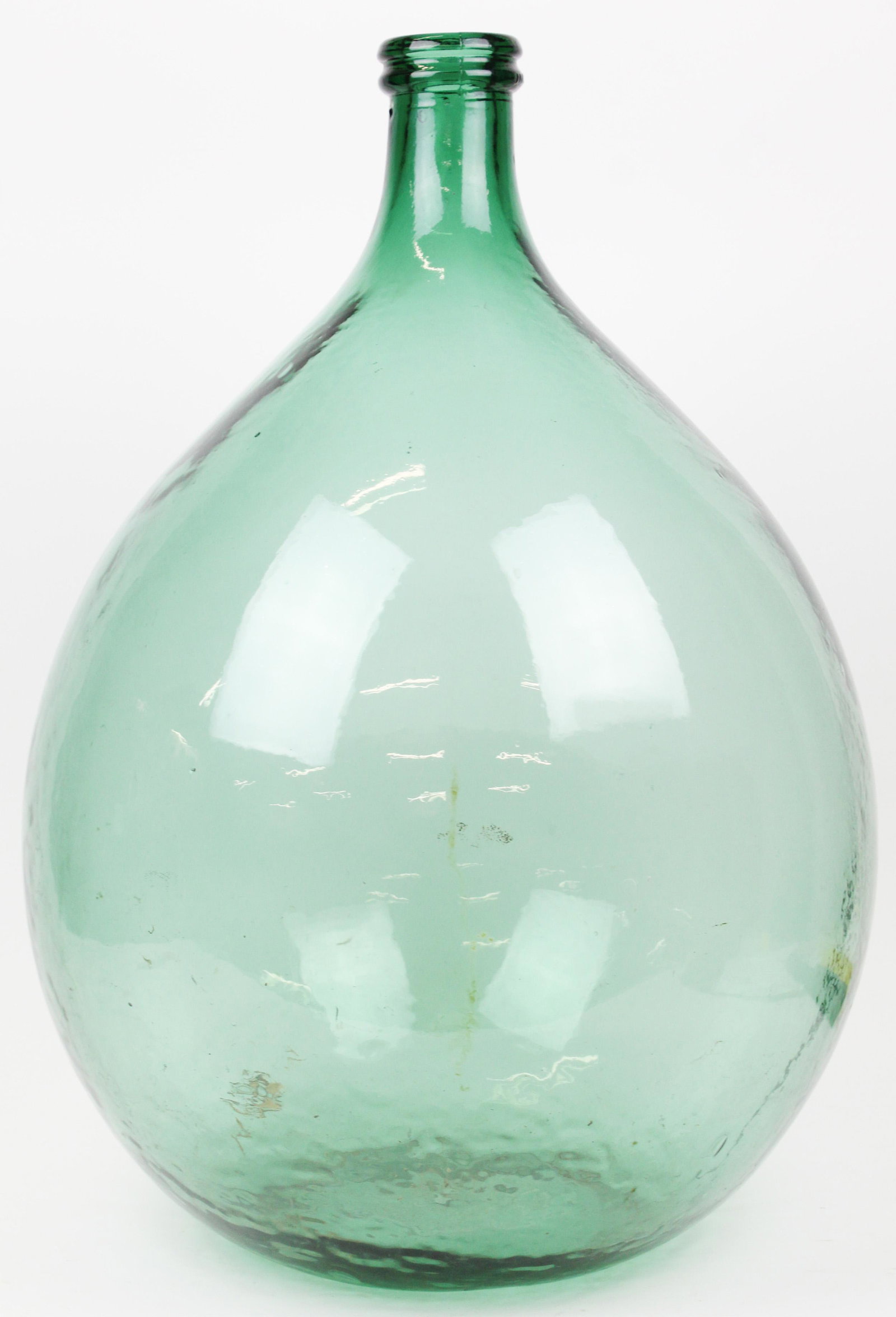 Large Carboy Demijohn Bottle: Large carboy/demijohn bottle, teal green glass, ht 25", diameter 18"