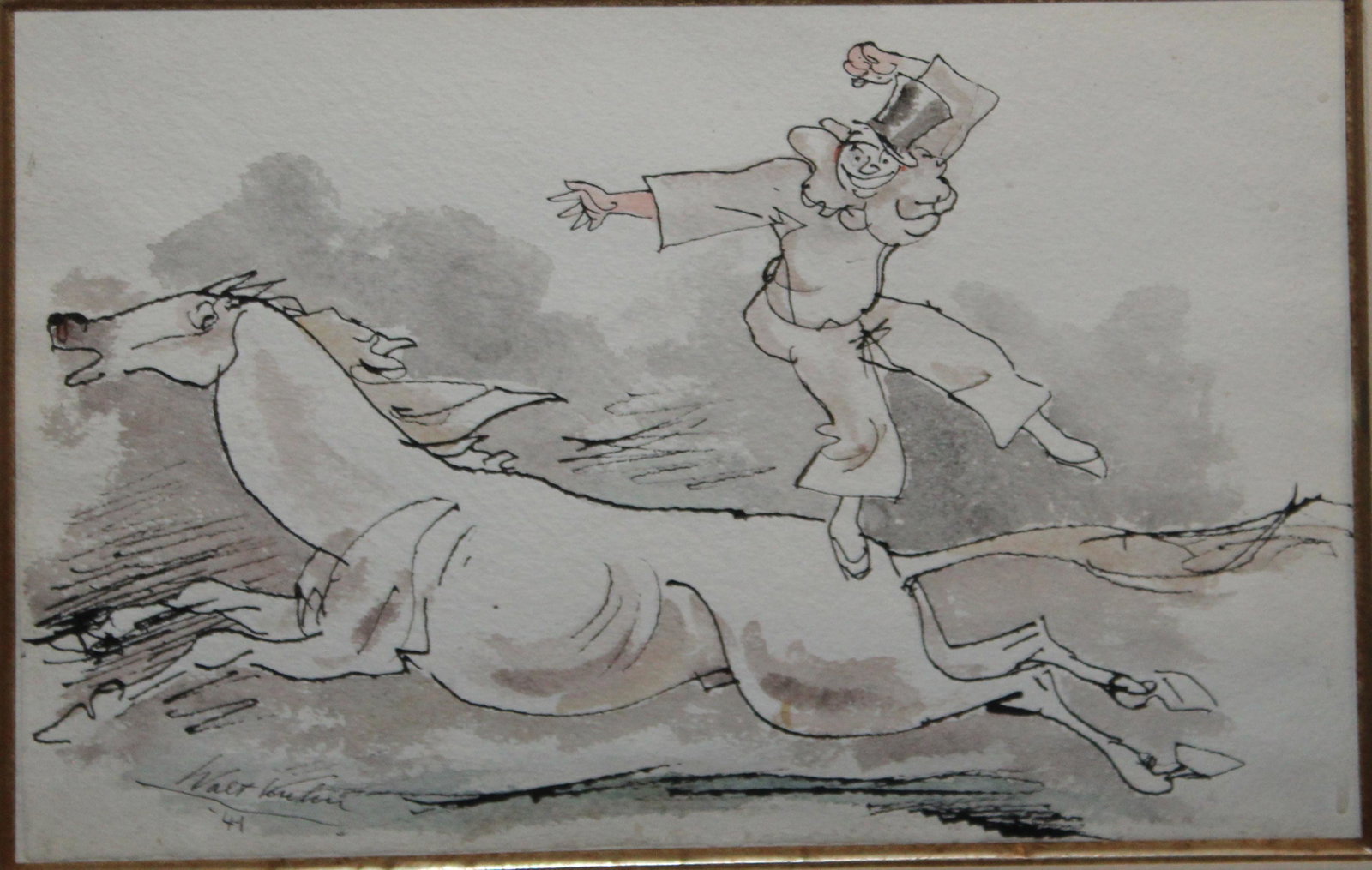 Walt Kuhn (AM 1877-1949) Clown on a Horse: Walter Francis Kuhn (American 1877-1949) Clown on a White Horse (Allez Oop!) - 7 x 11" watercolor on paper signed lower left