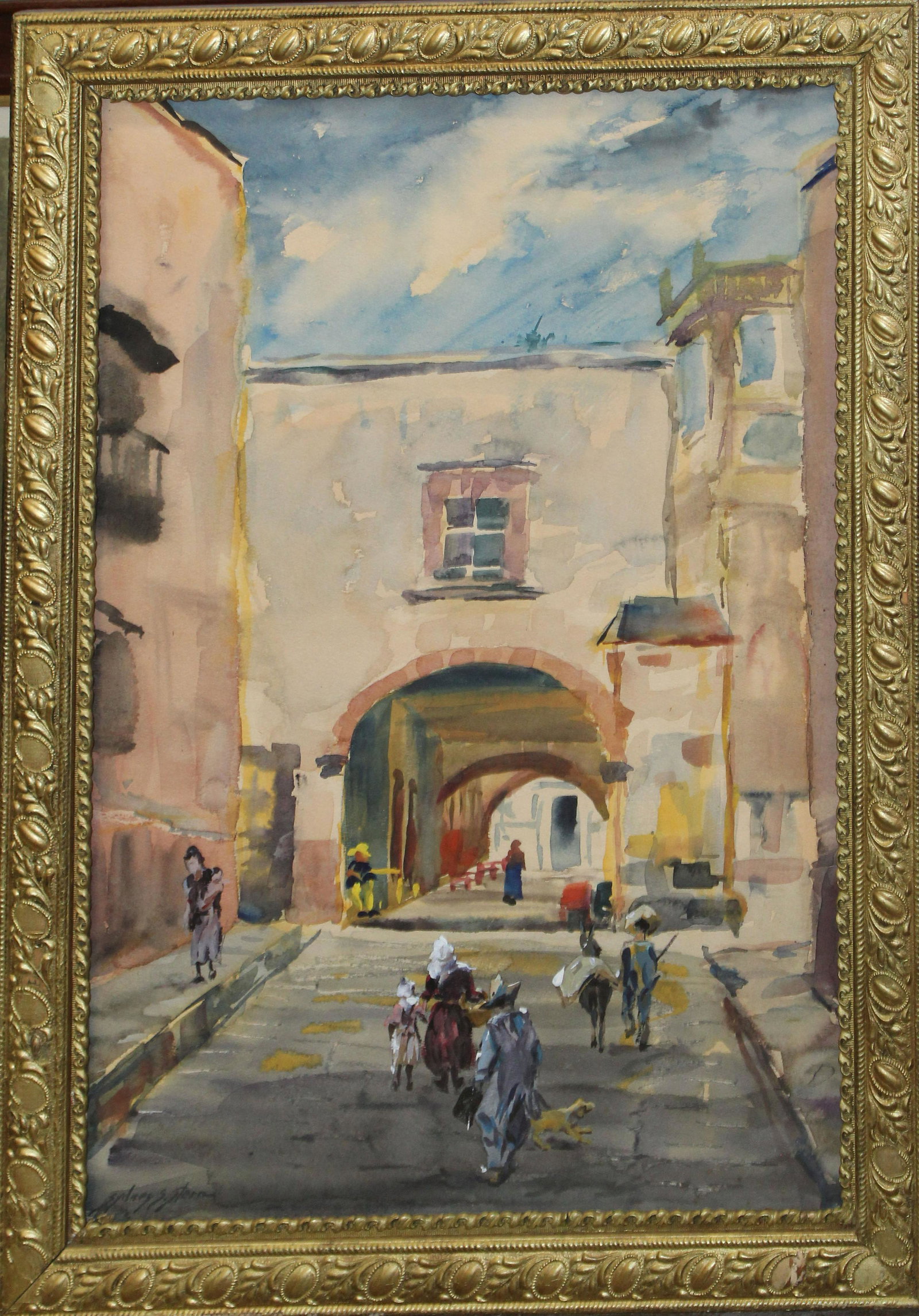 Sidney Stern (20th c ) Italian Street Scene: Sidney Stern (20th c) Italian Street scene watercolor on paper signed lower right 24 x 16"