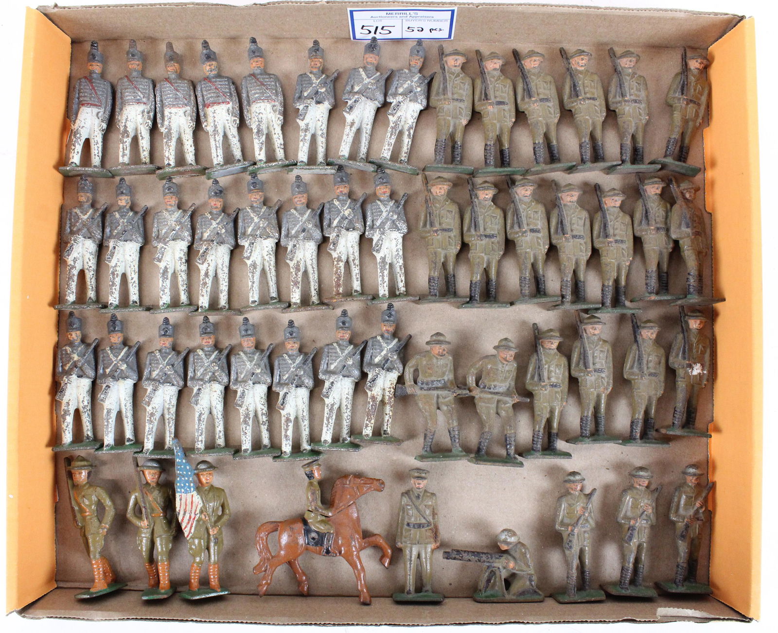 Cast Iron Soldiers: Cast iron soldiers (52 pcs), hts 3" to 3 1/2"
